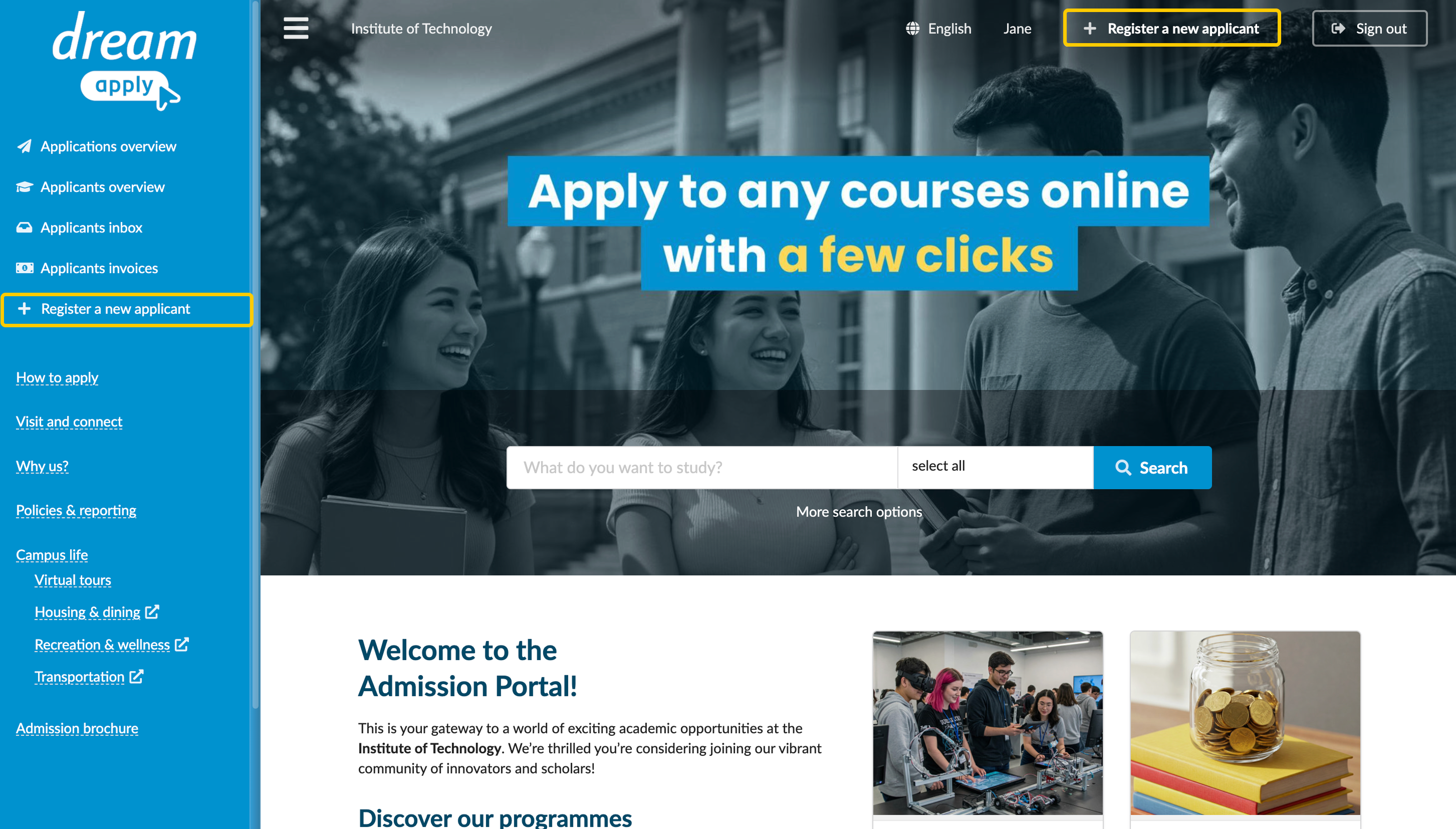 Initiating the account registration