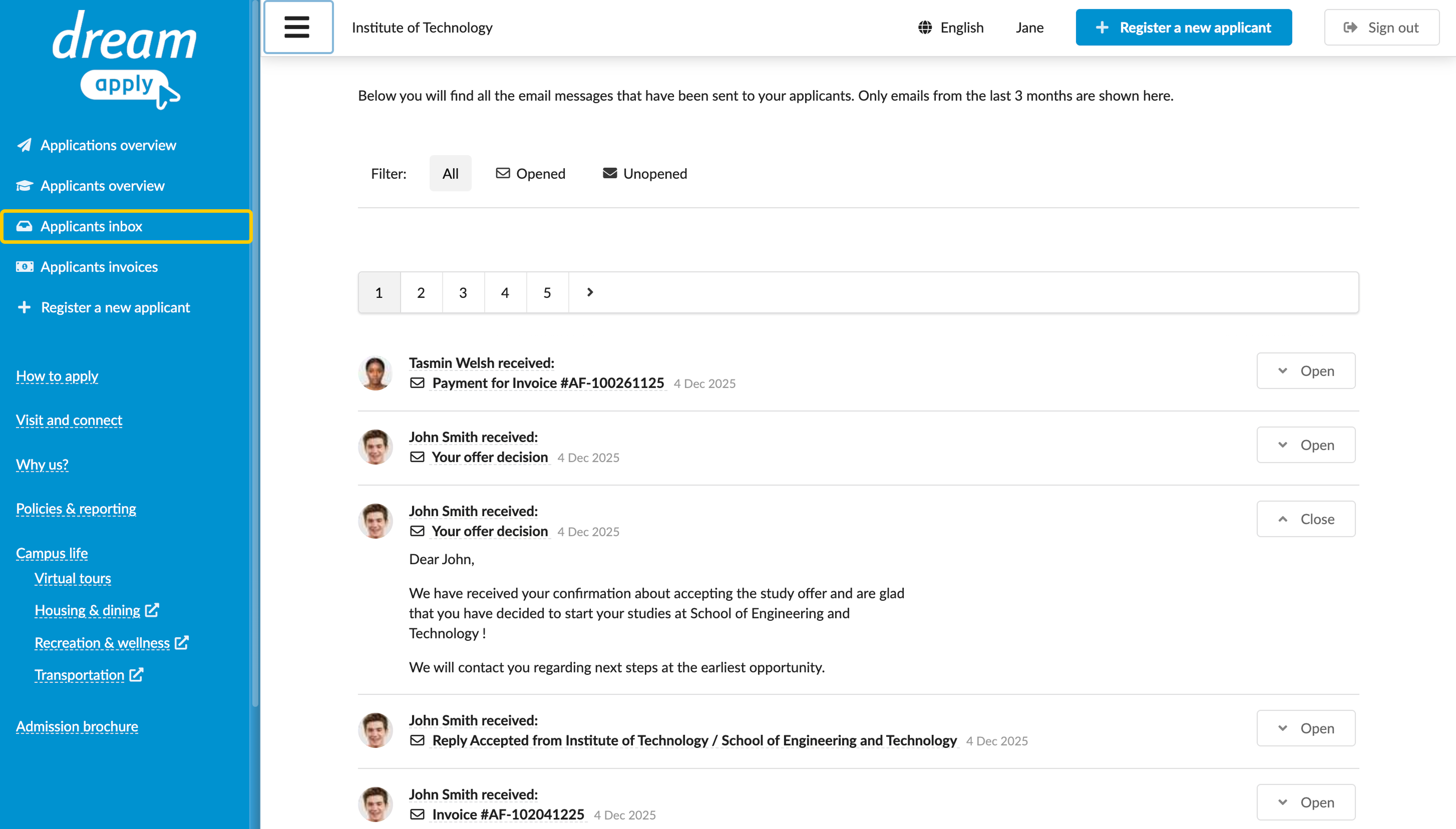 Viewing messages