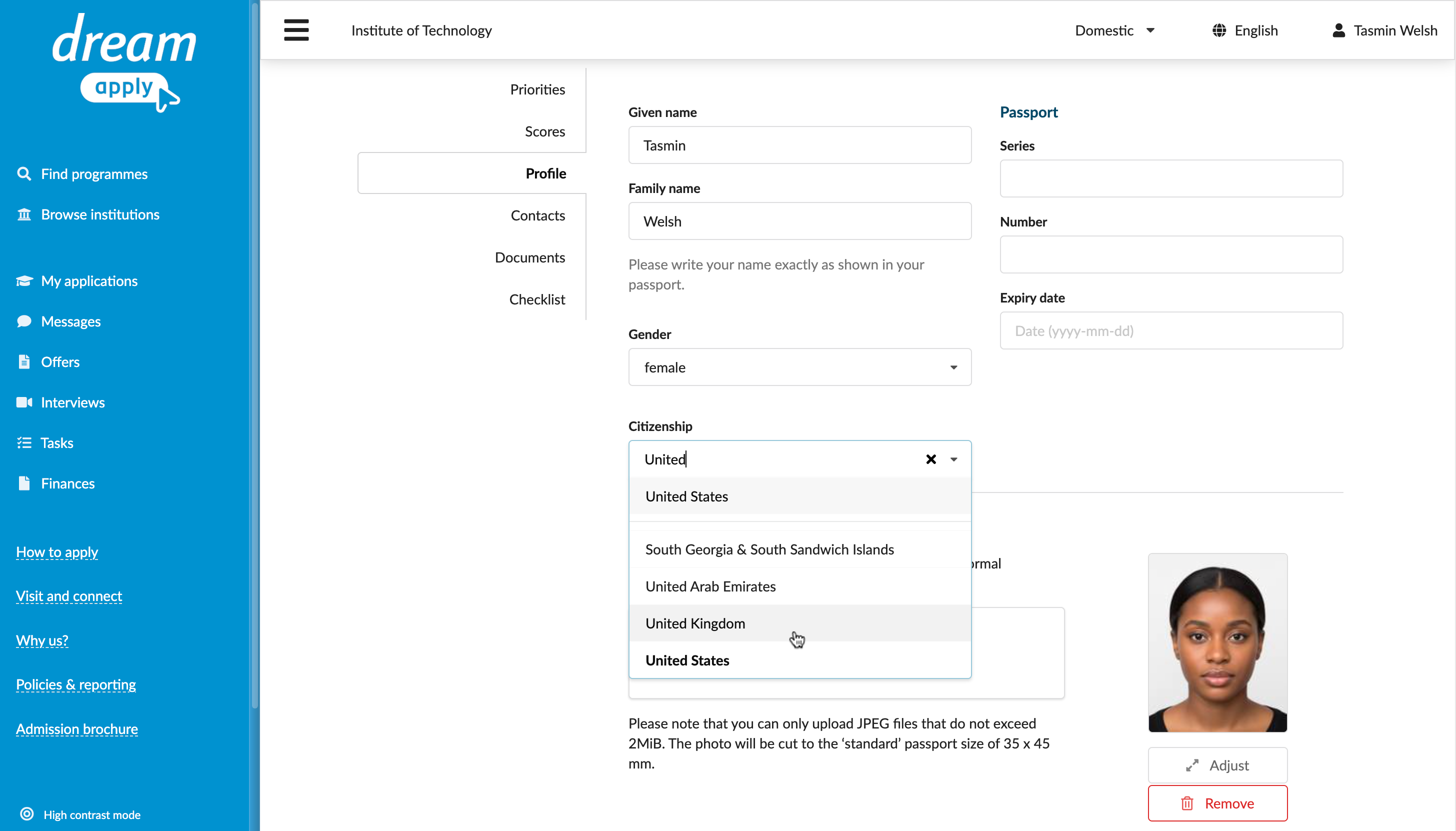 Updating citizenship information