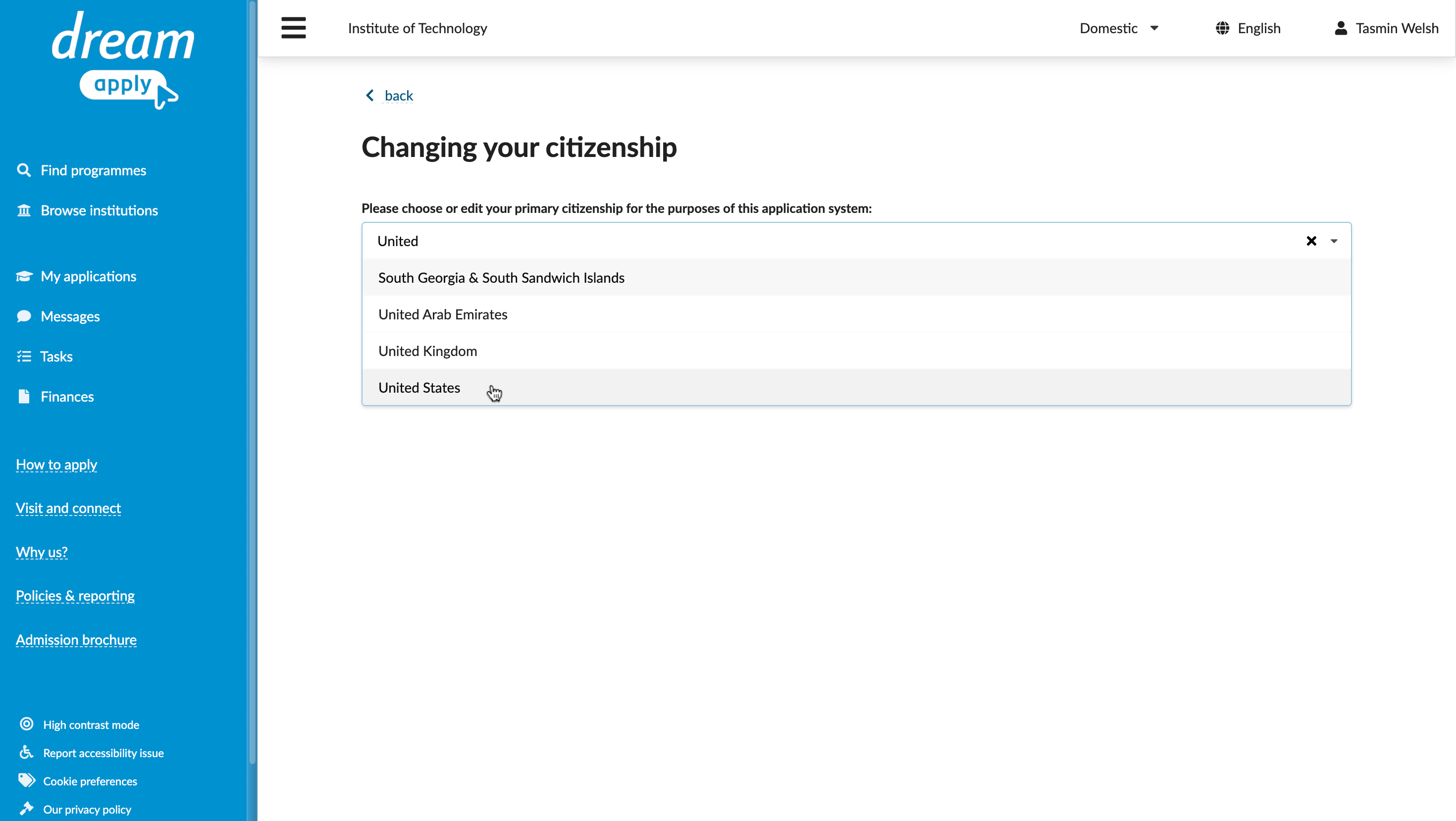 Updating citizenship information