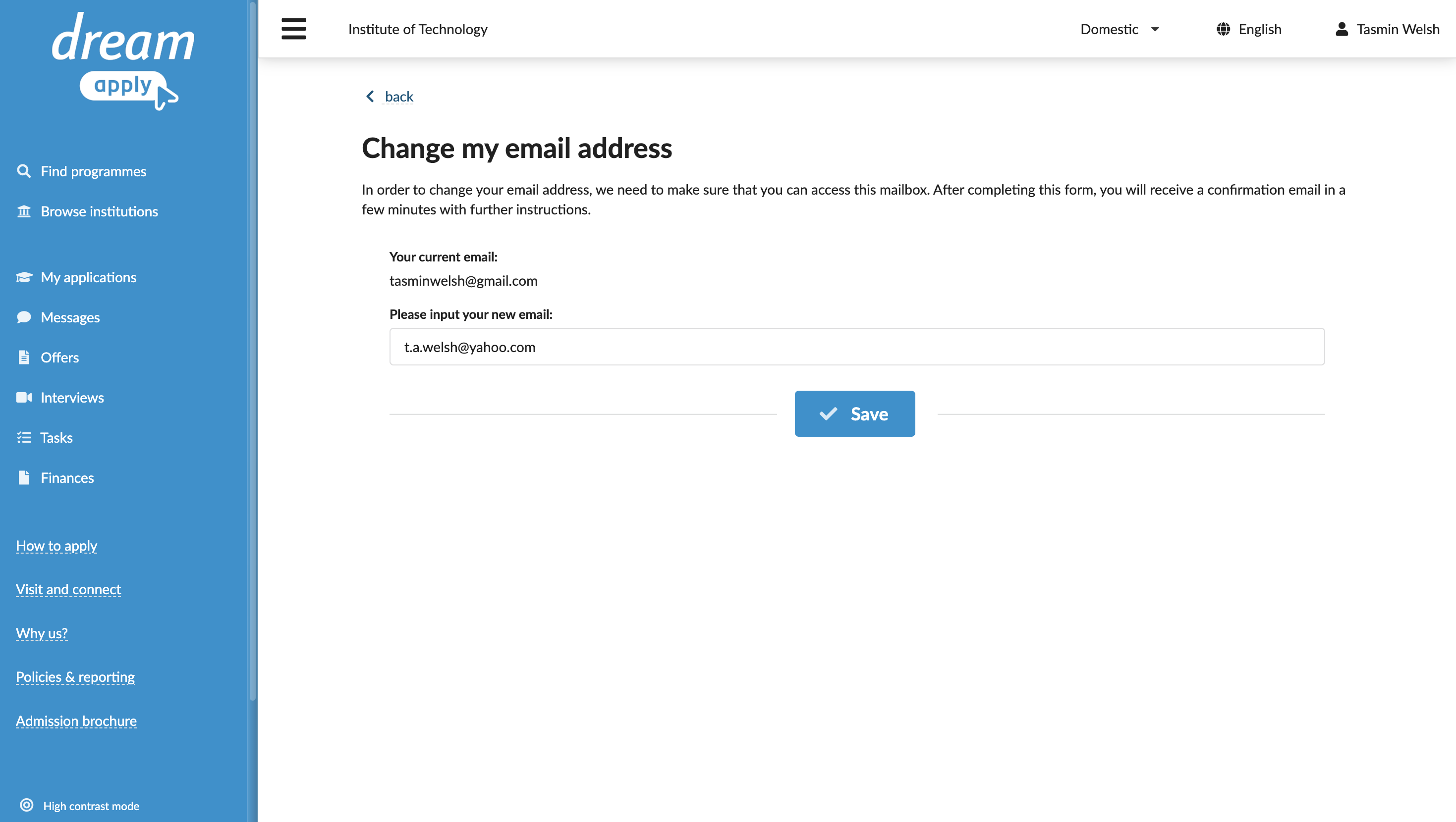 Changing a contact email