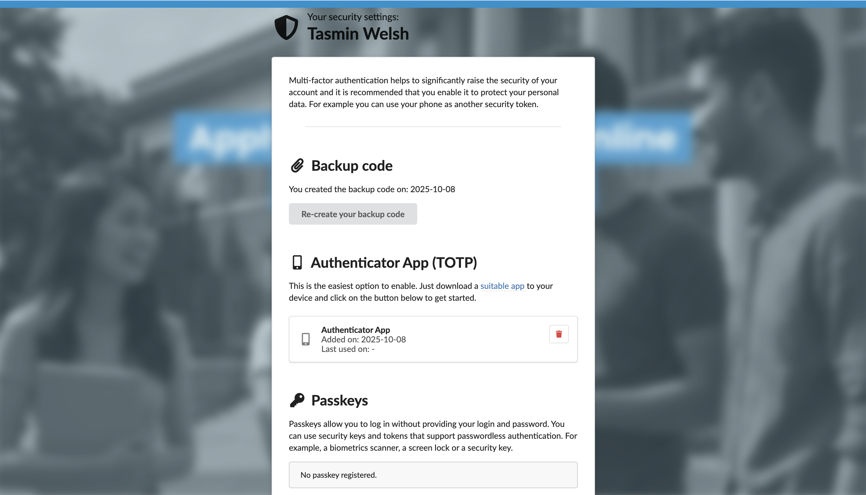Enabling multi-factor authentication