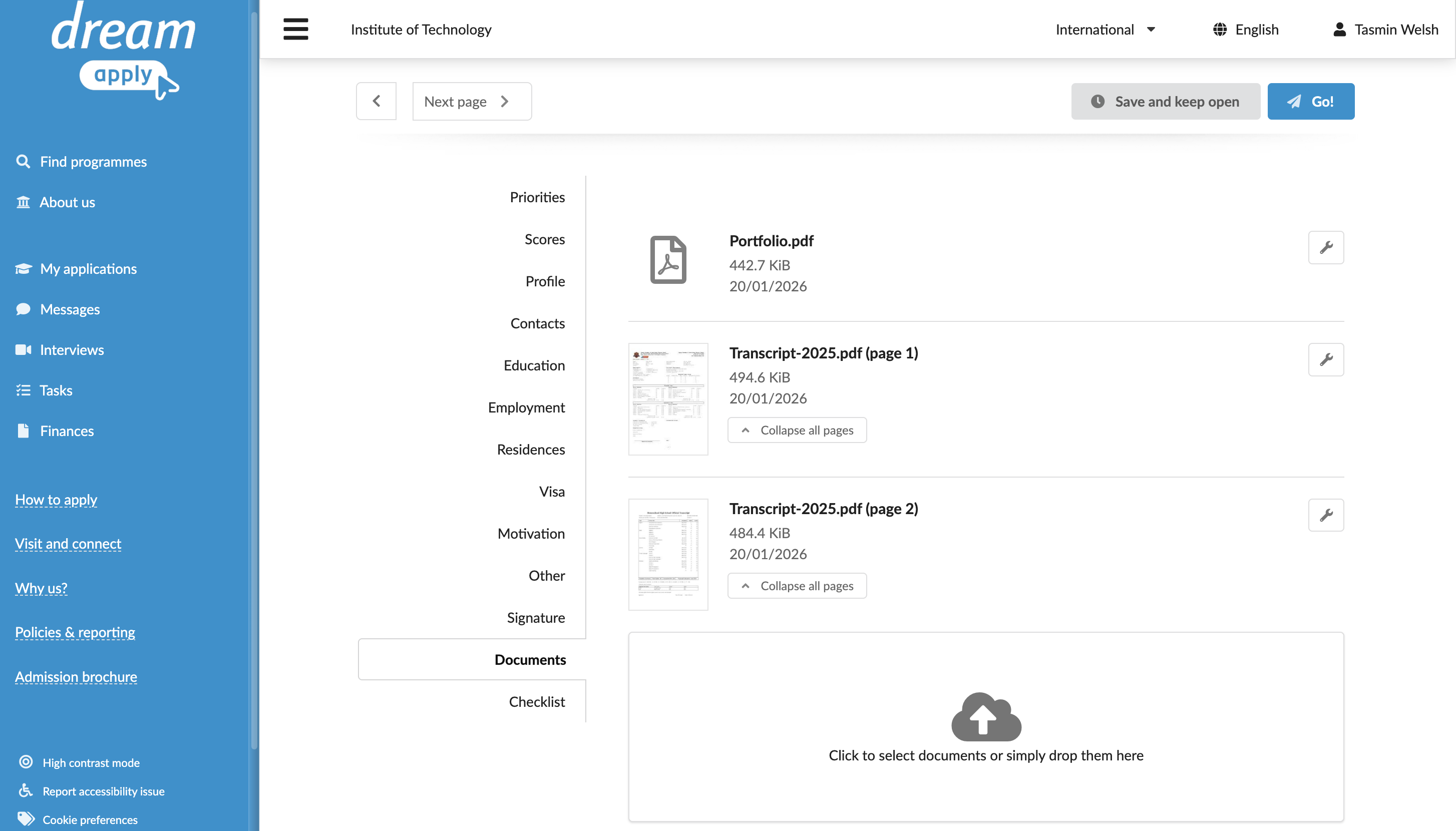 Uploaded documents