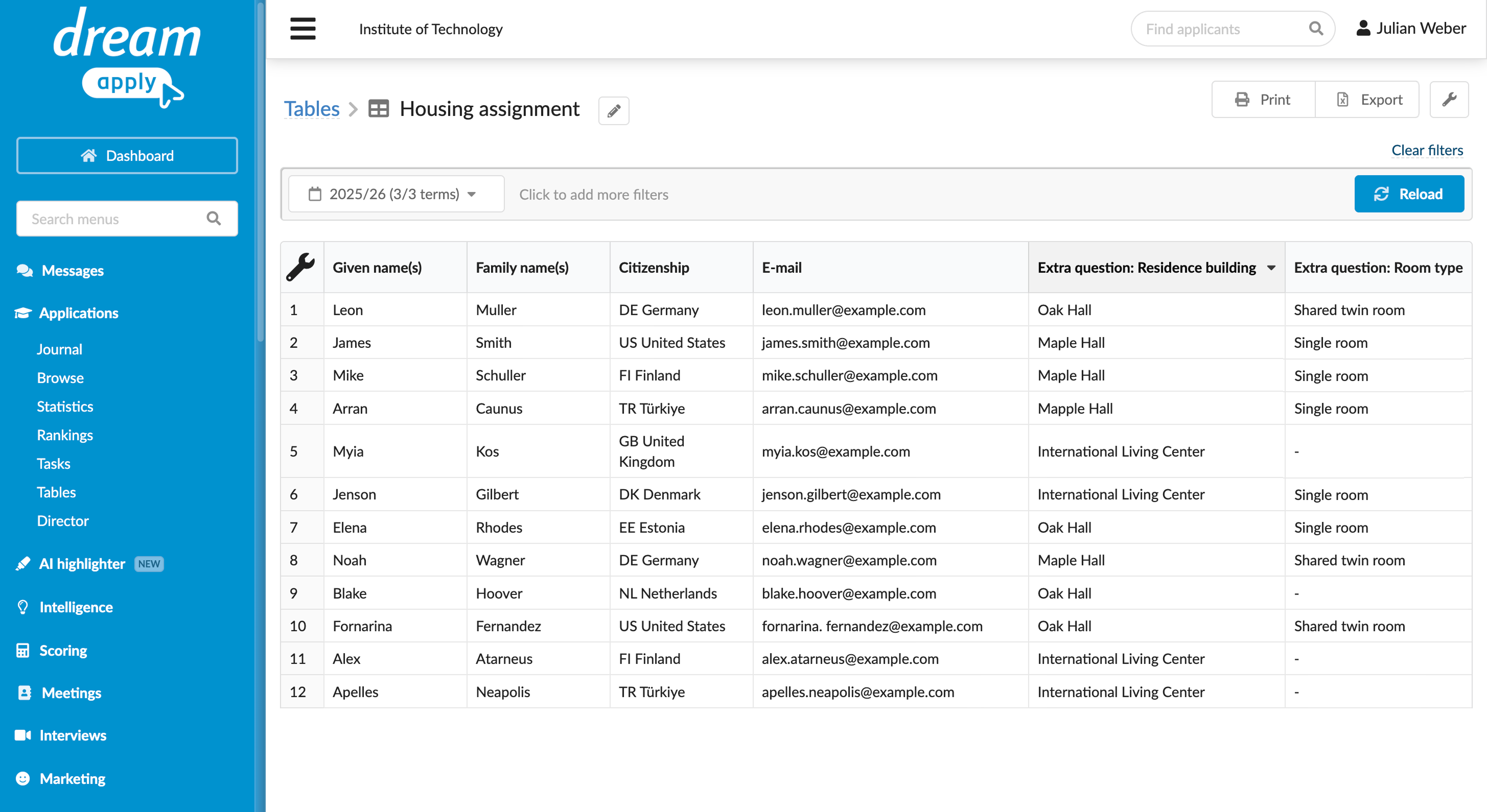 Exporting official use data