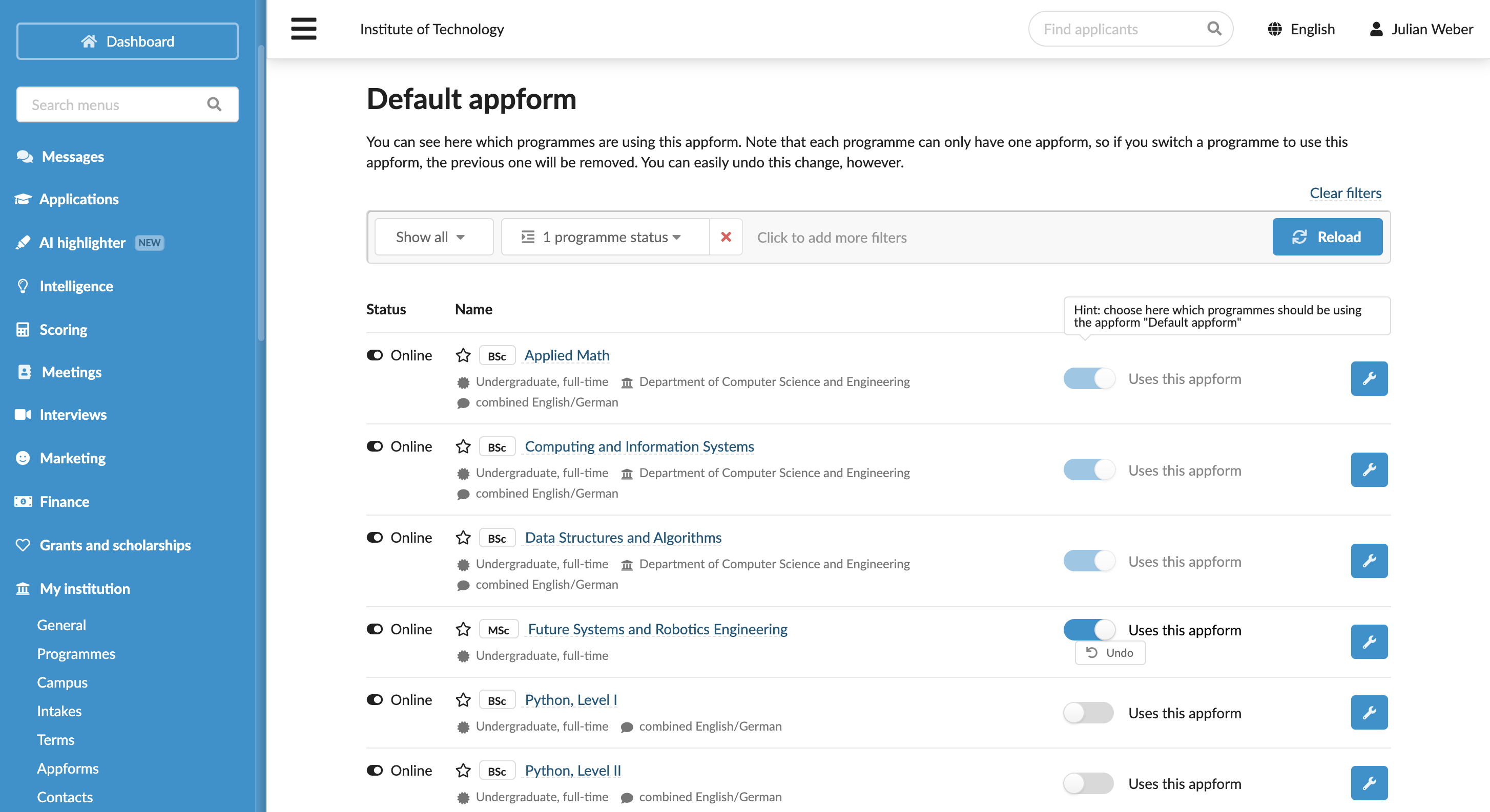 Linking appforms