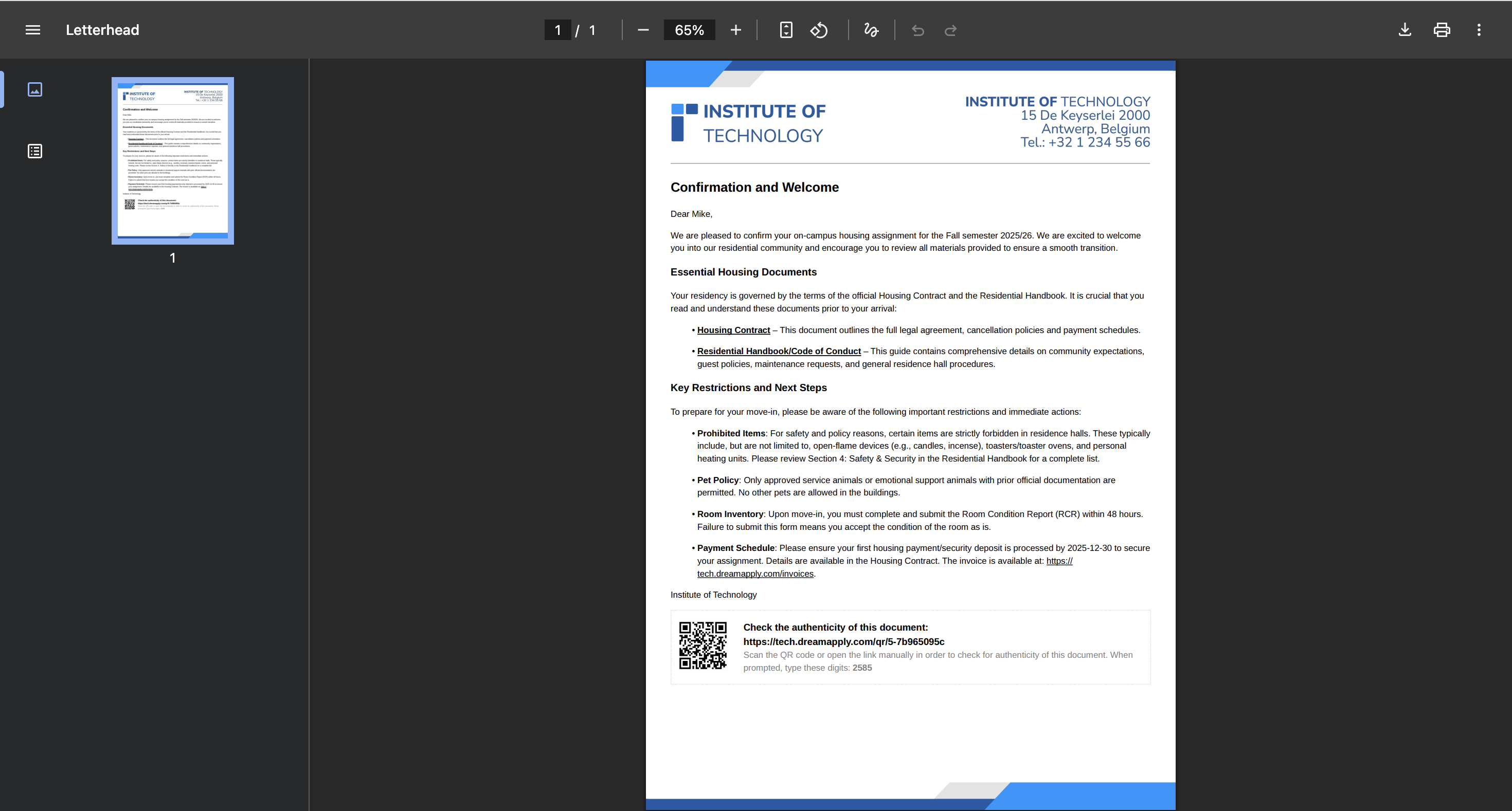 Setting up a letterhead template