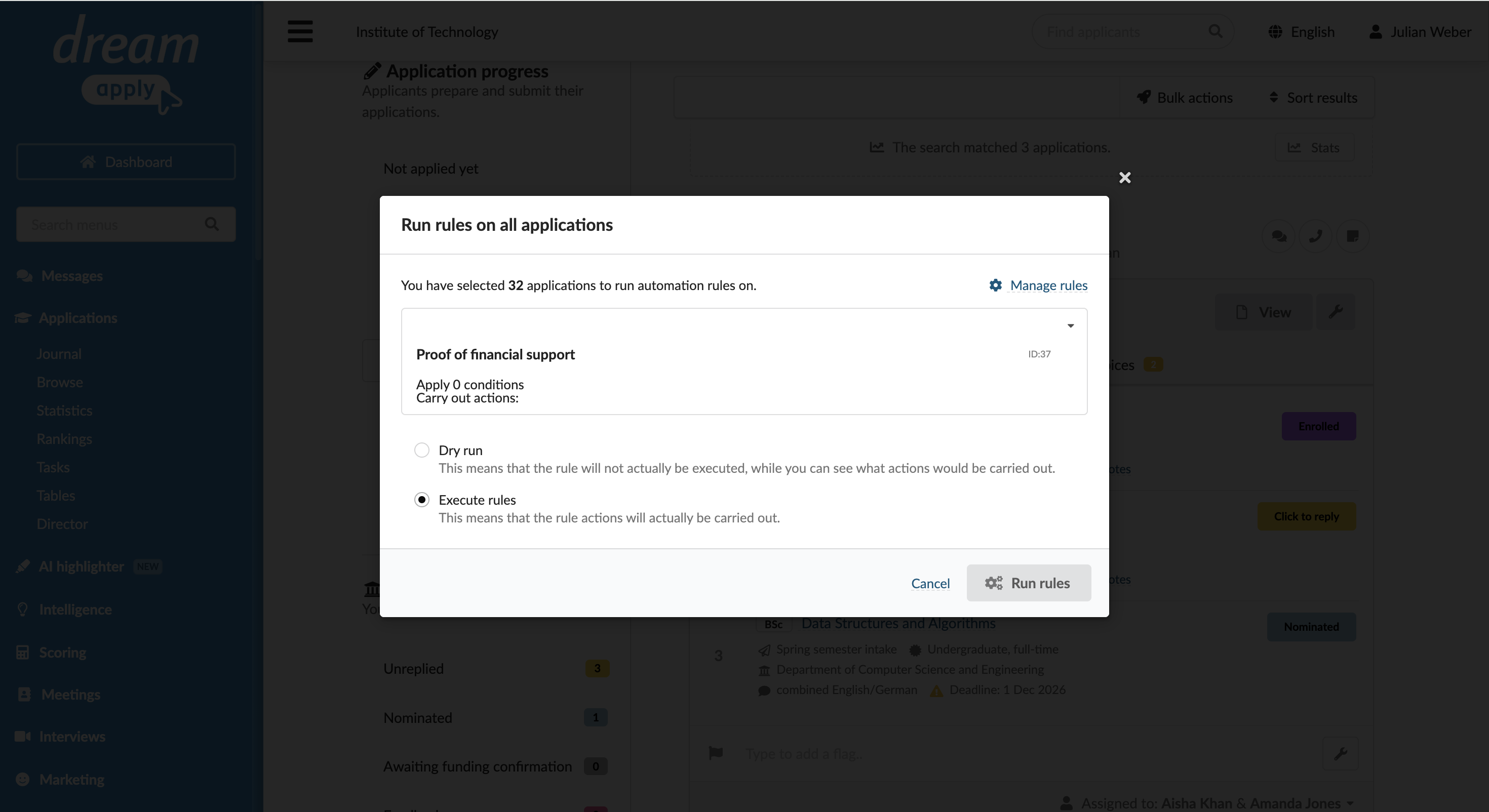 Assigning tasks through rules manually