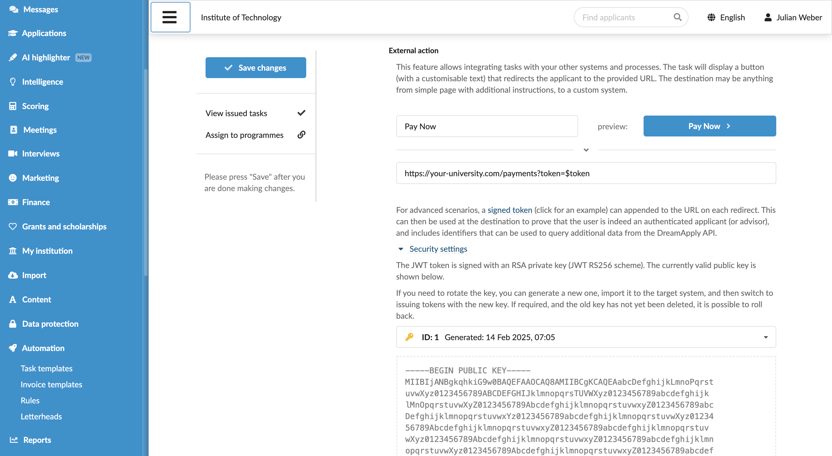 Connect tasks to actions