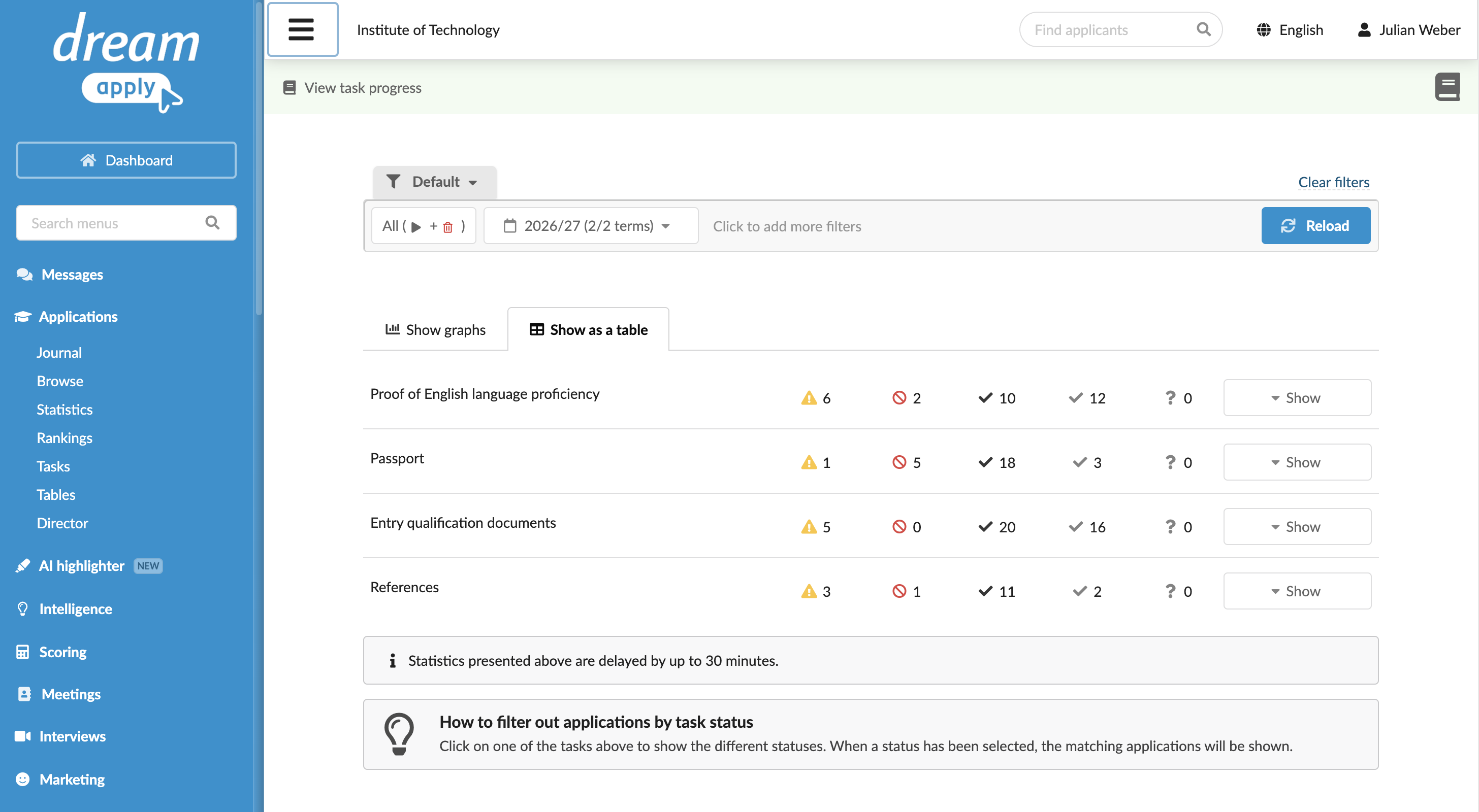 Viewing task progress