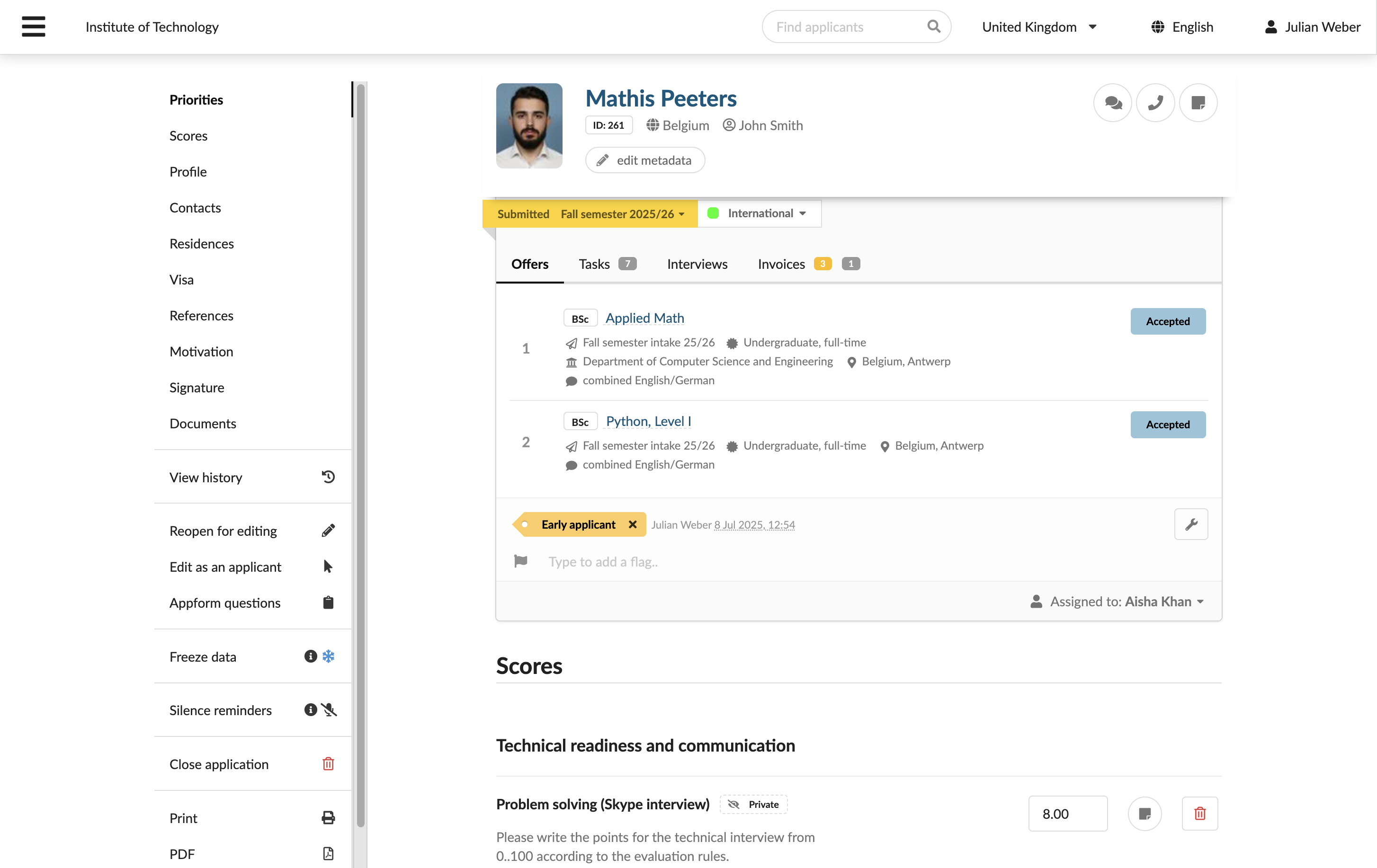 Application record
