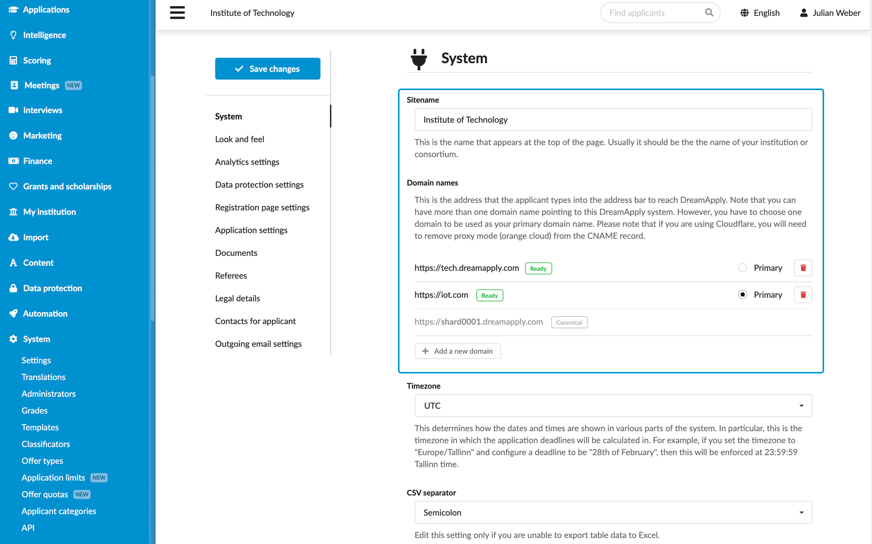 Customizing identity settings