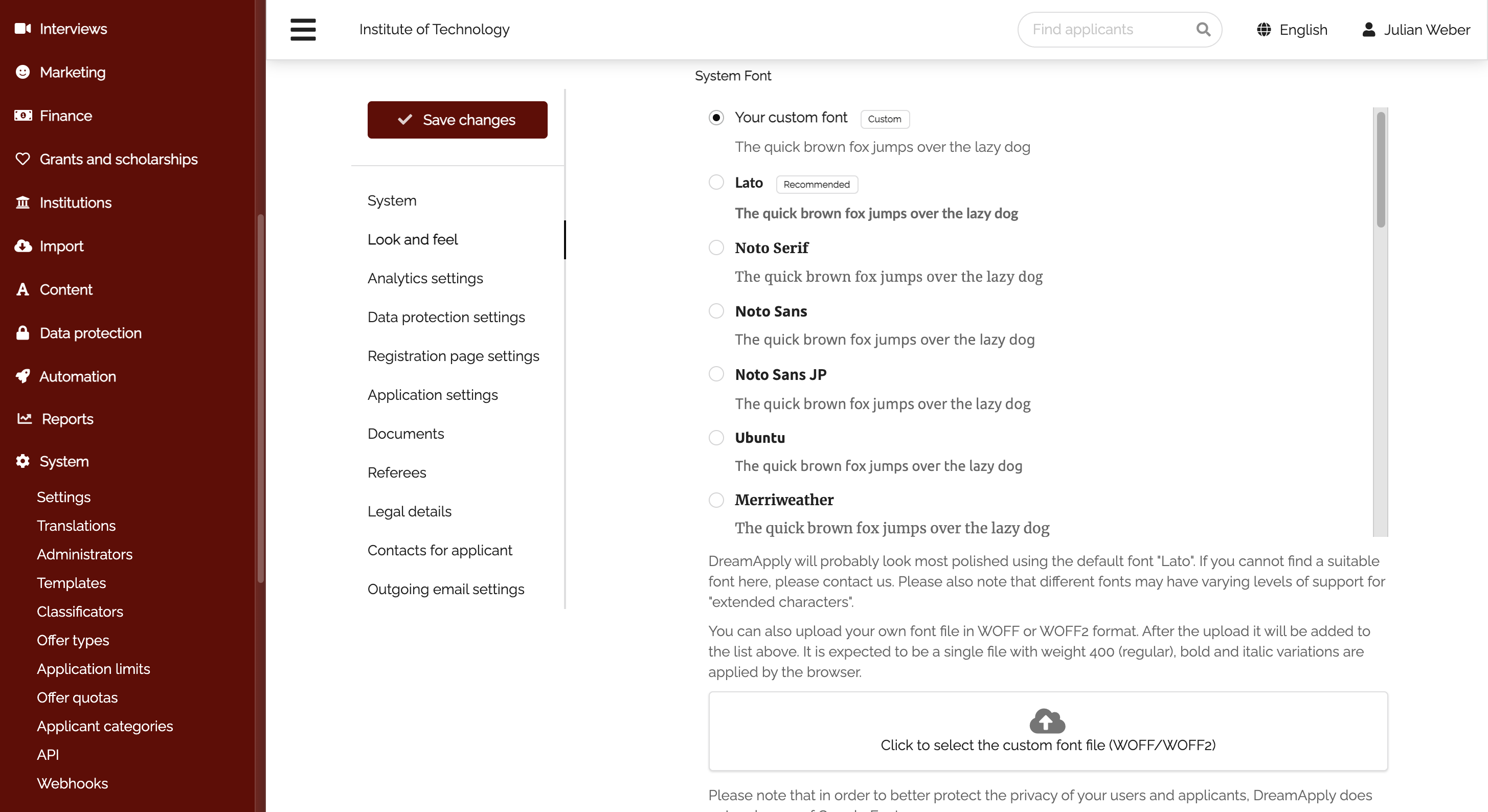 Uploading custom fonts