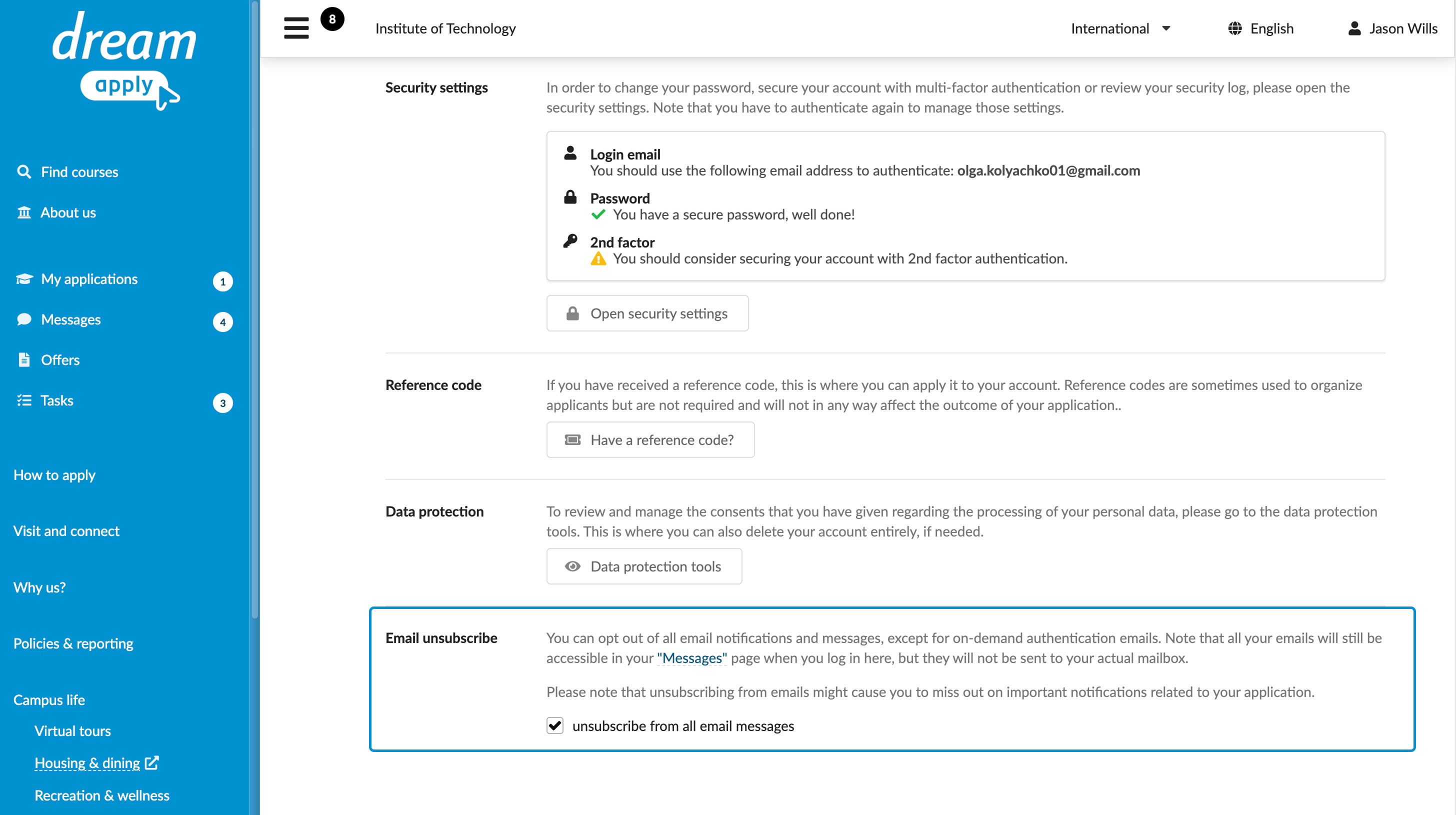 Unsubscribe from emails