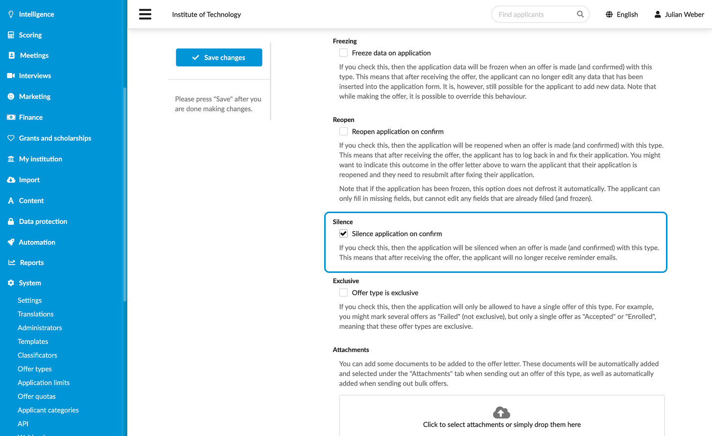 Silencing reminders using offer types