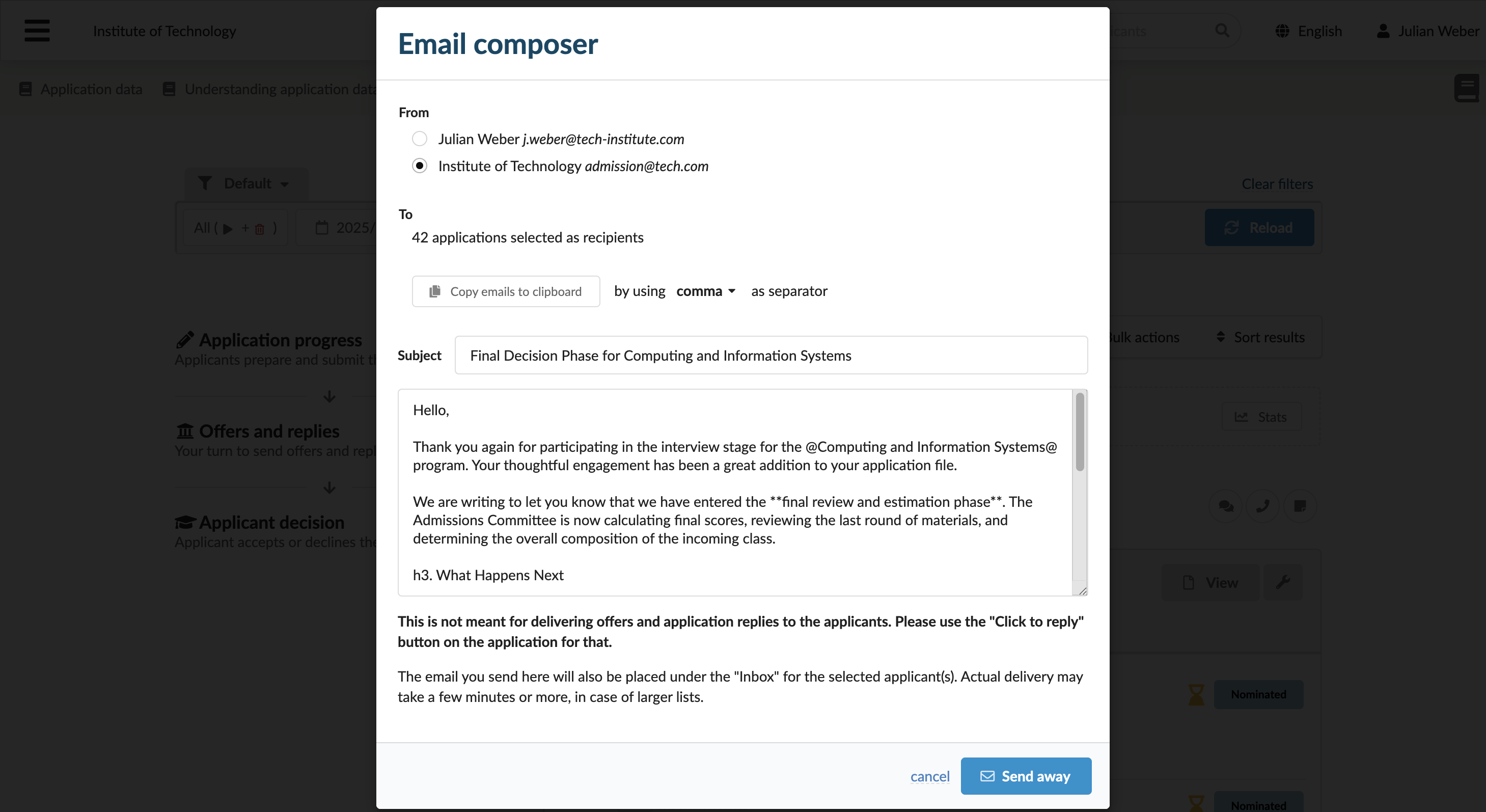 Sending a message in bulk