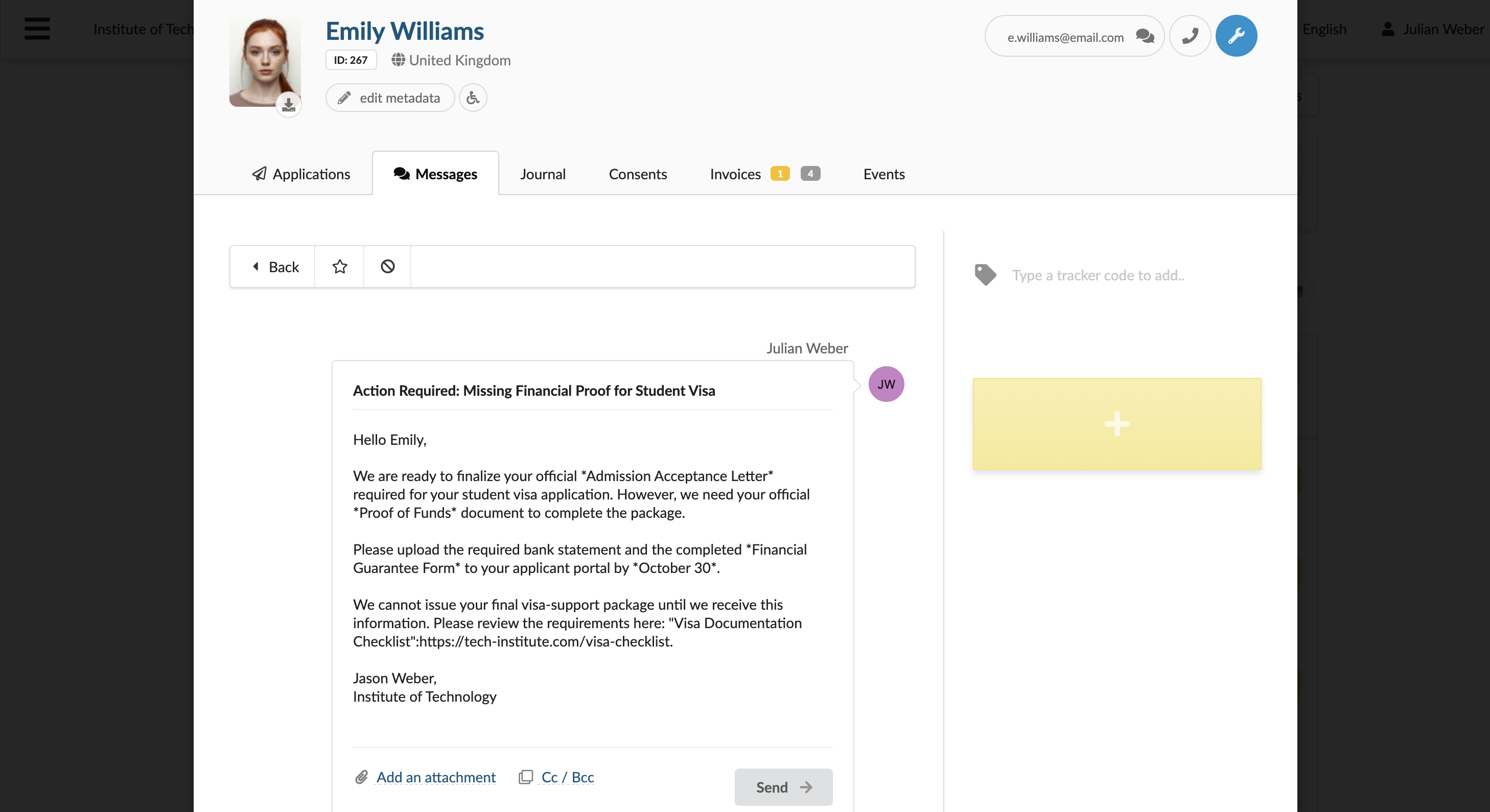Sending a message in the two-way messaging mode