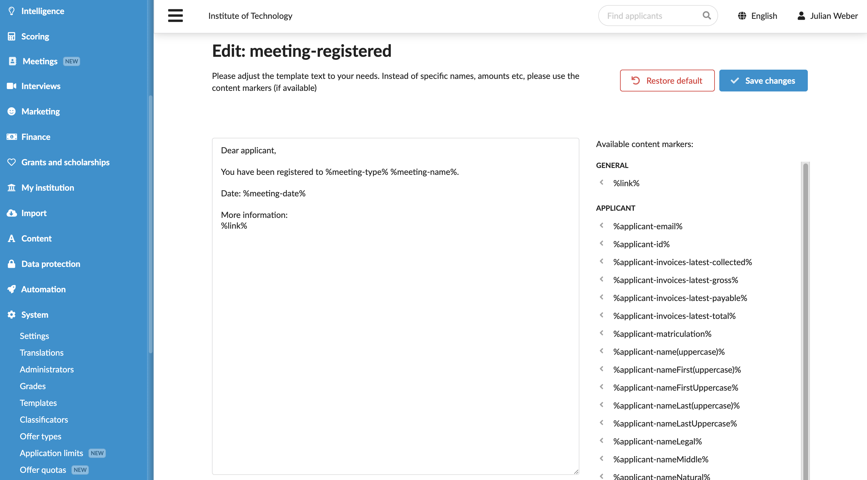 Edit email templates