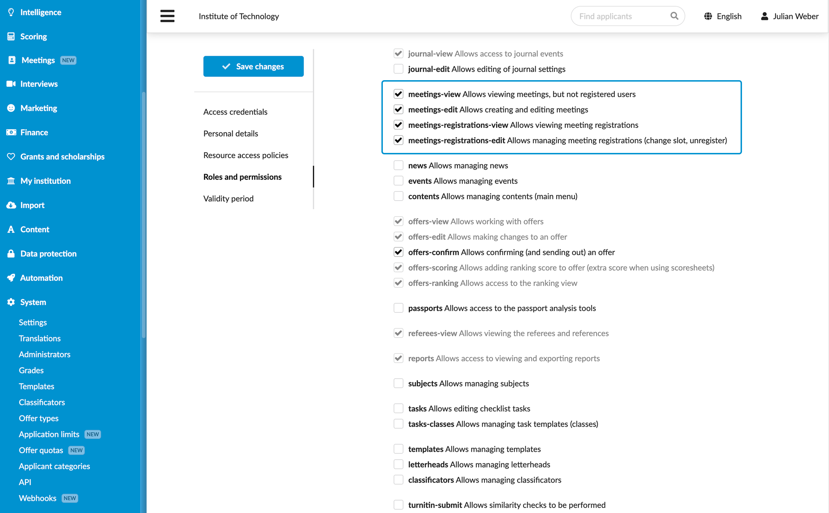 Granting event management permissions