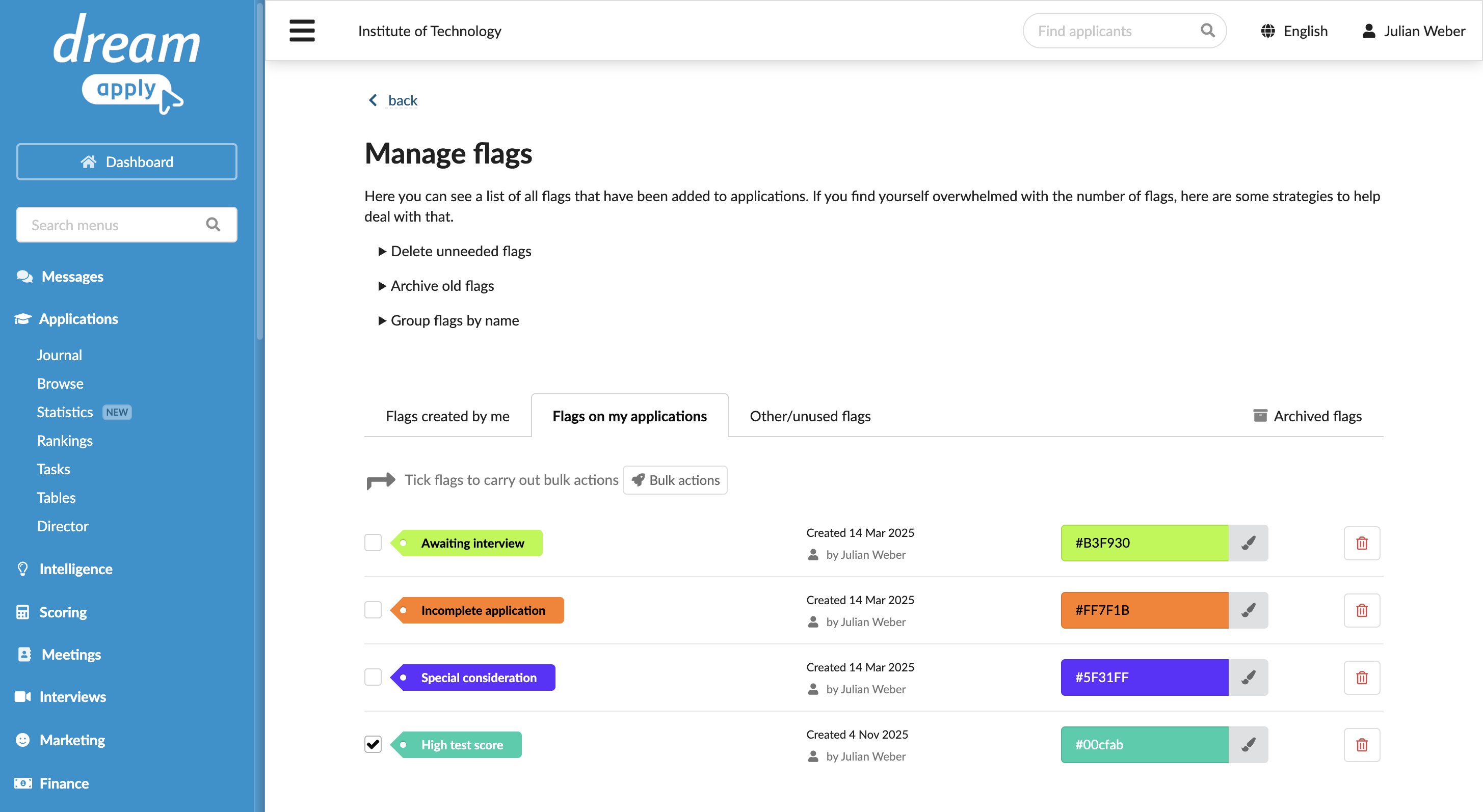 Assigning flags