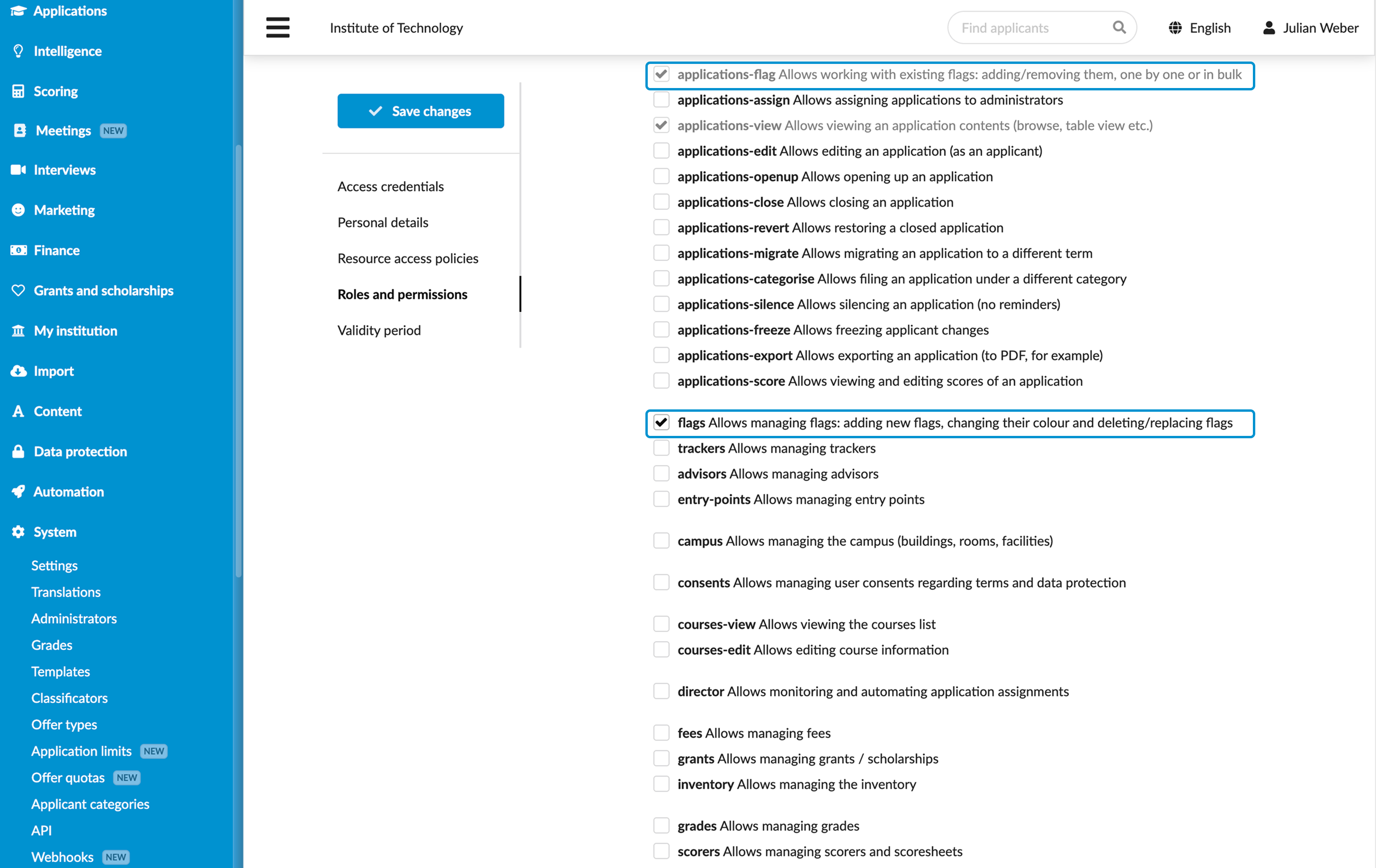 Assigning roles and permissions