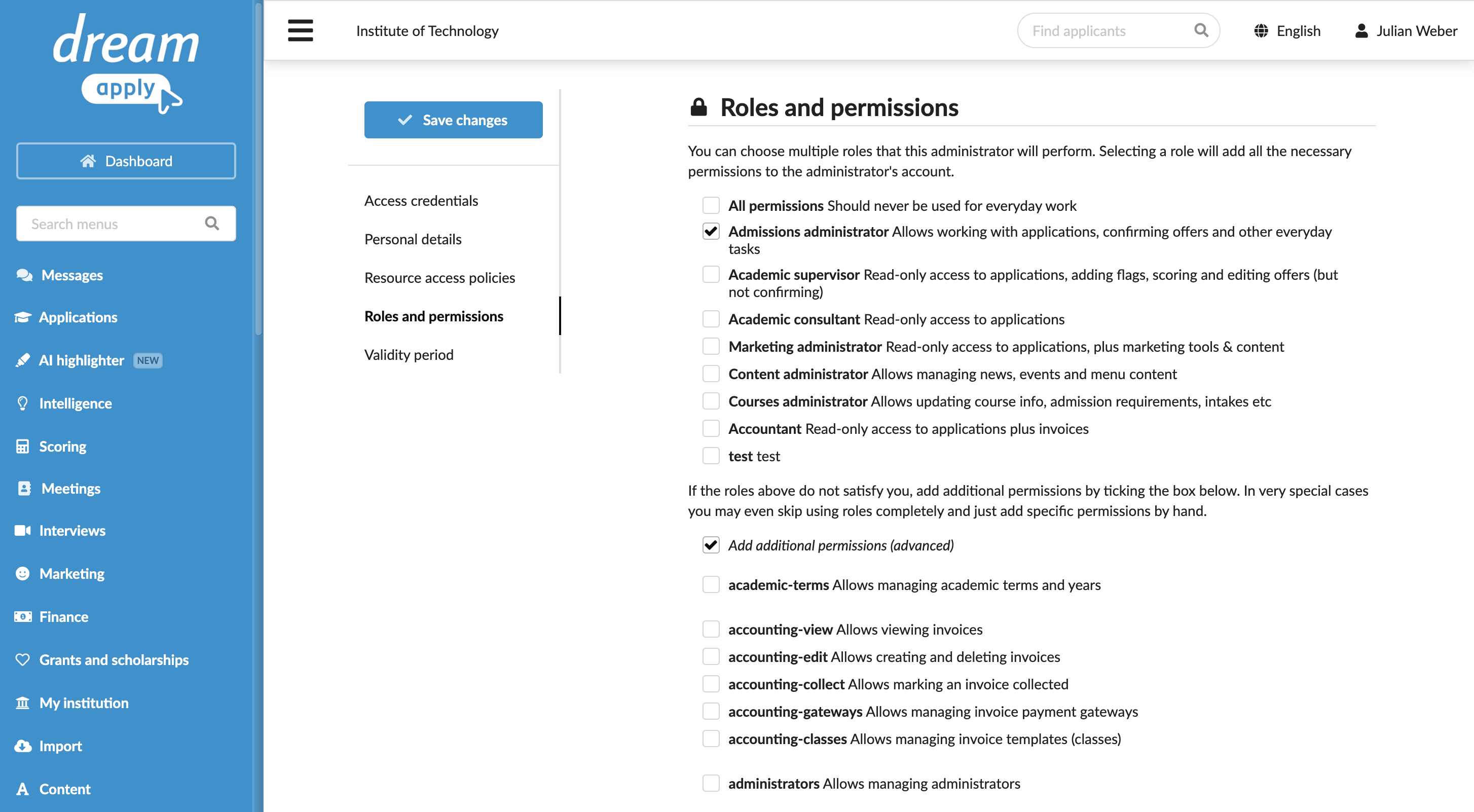 Granting access to offer types