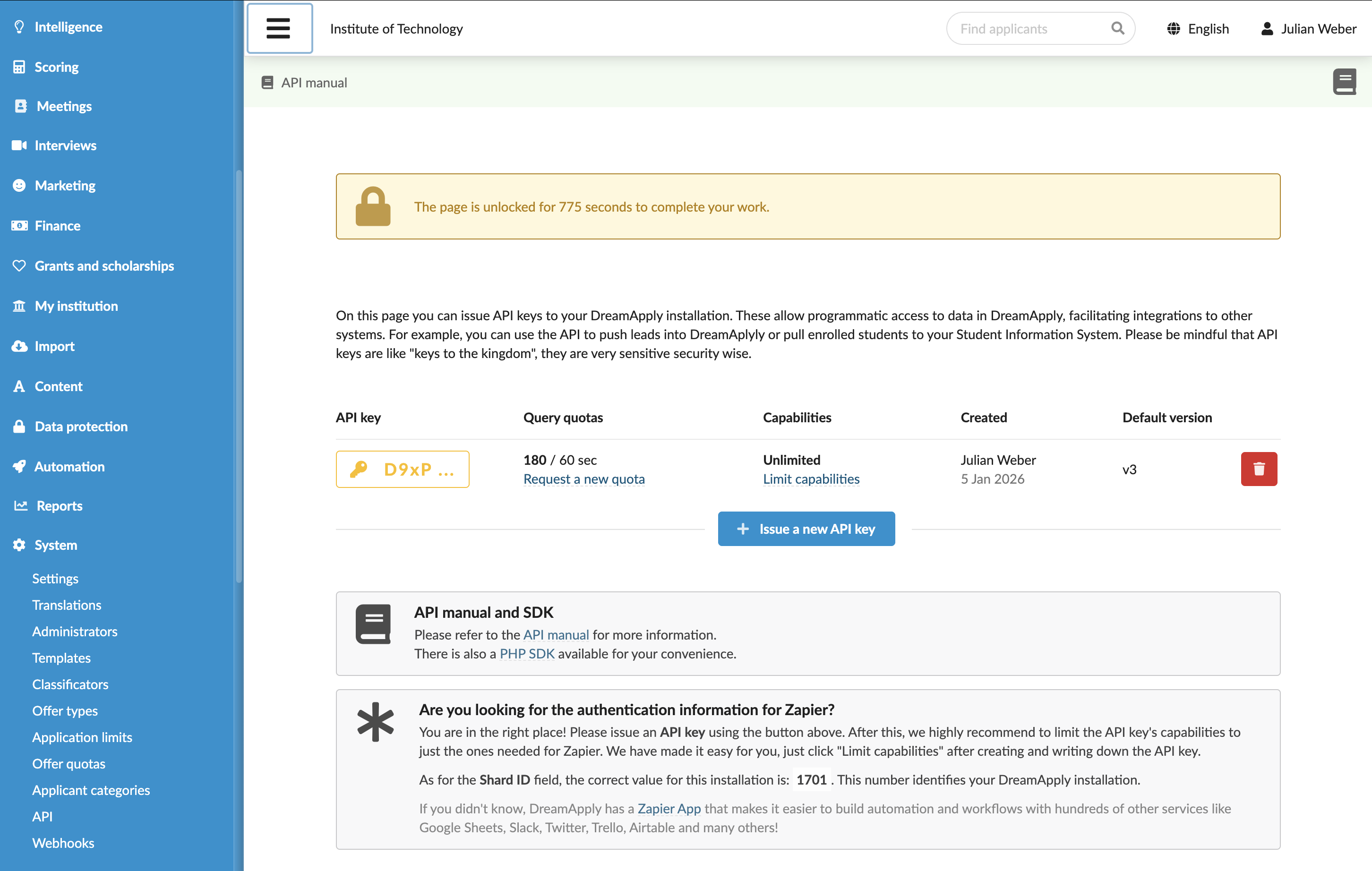 Revoking an API key