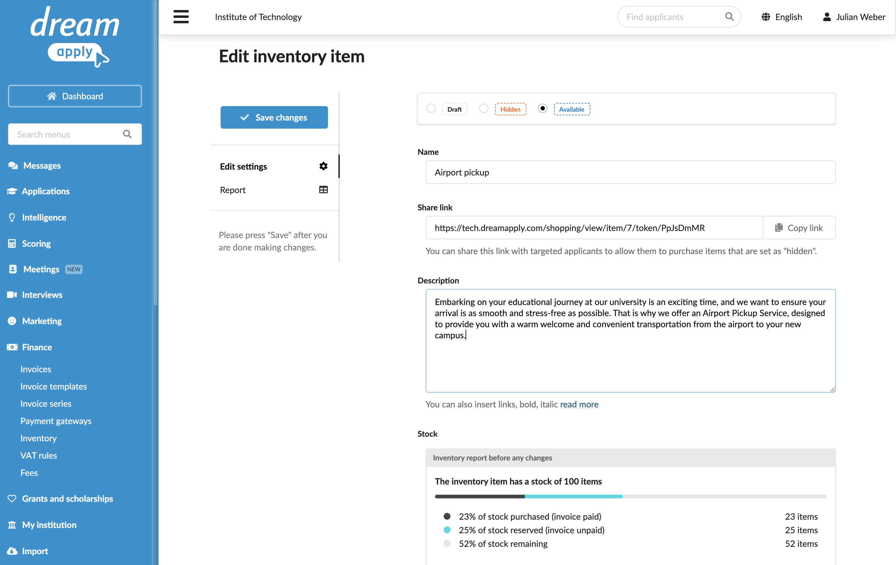 Adding inventory items