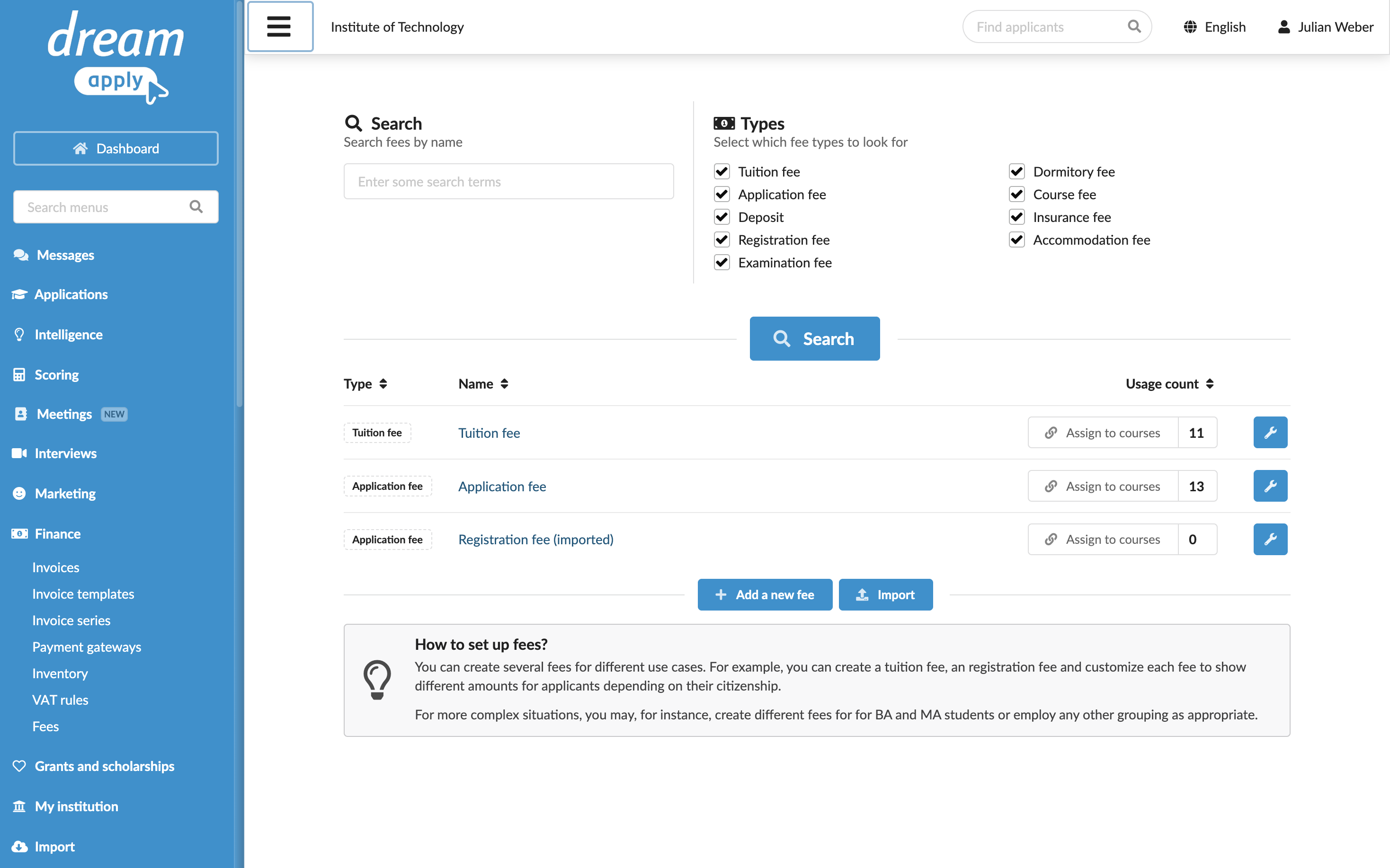 Creating fees
