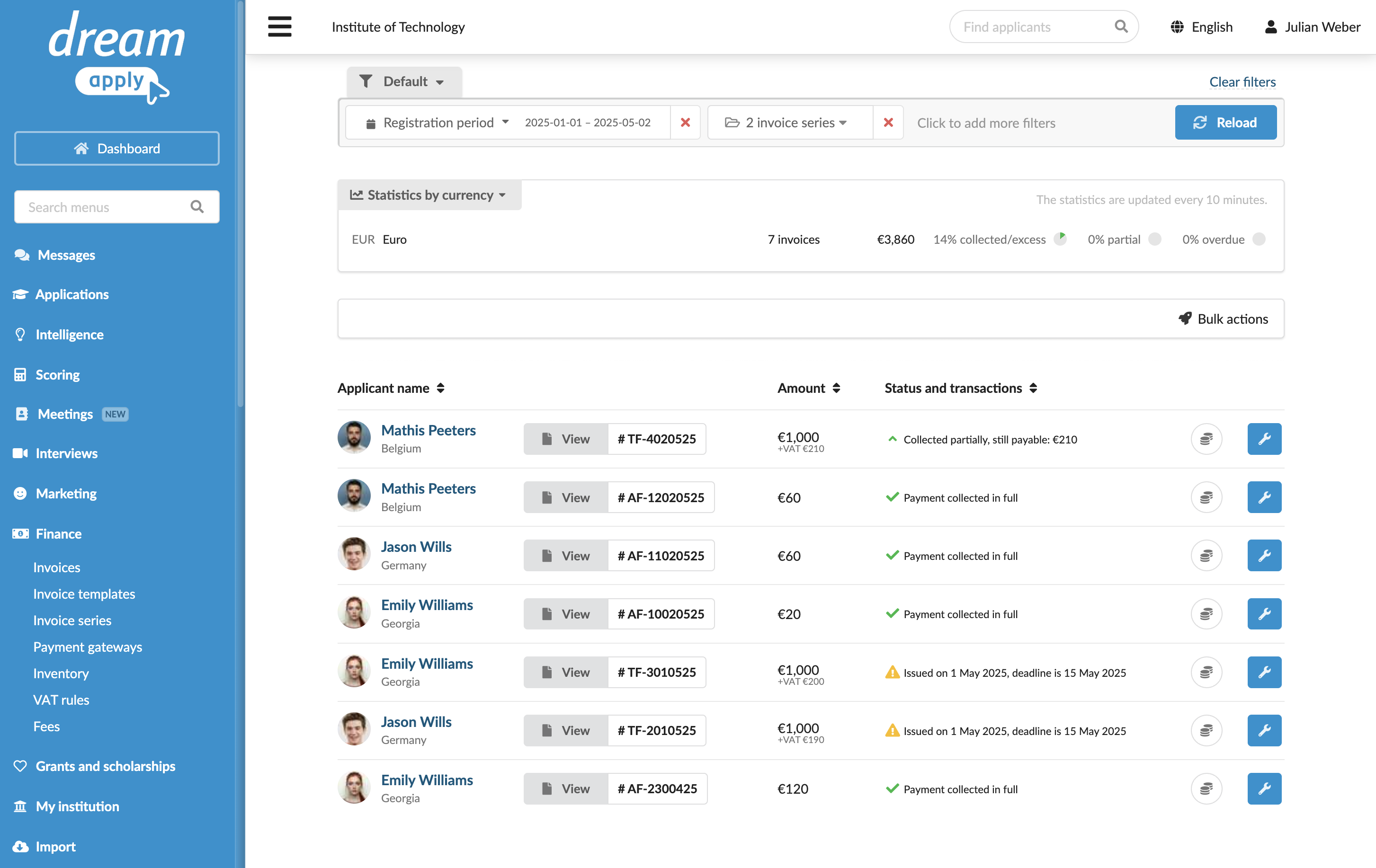 Tracking-invoices