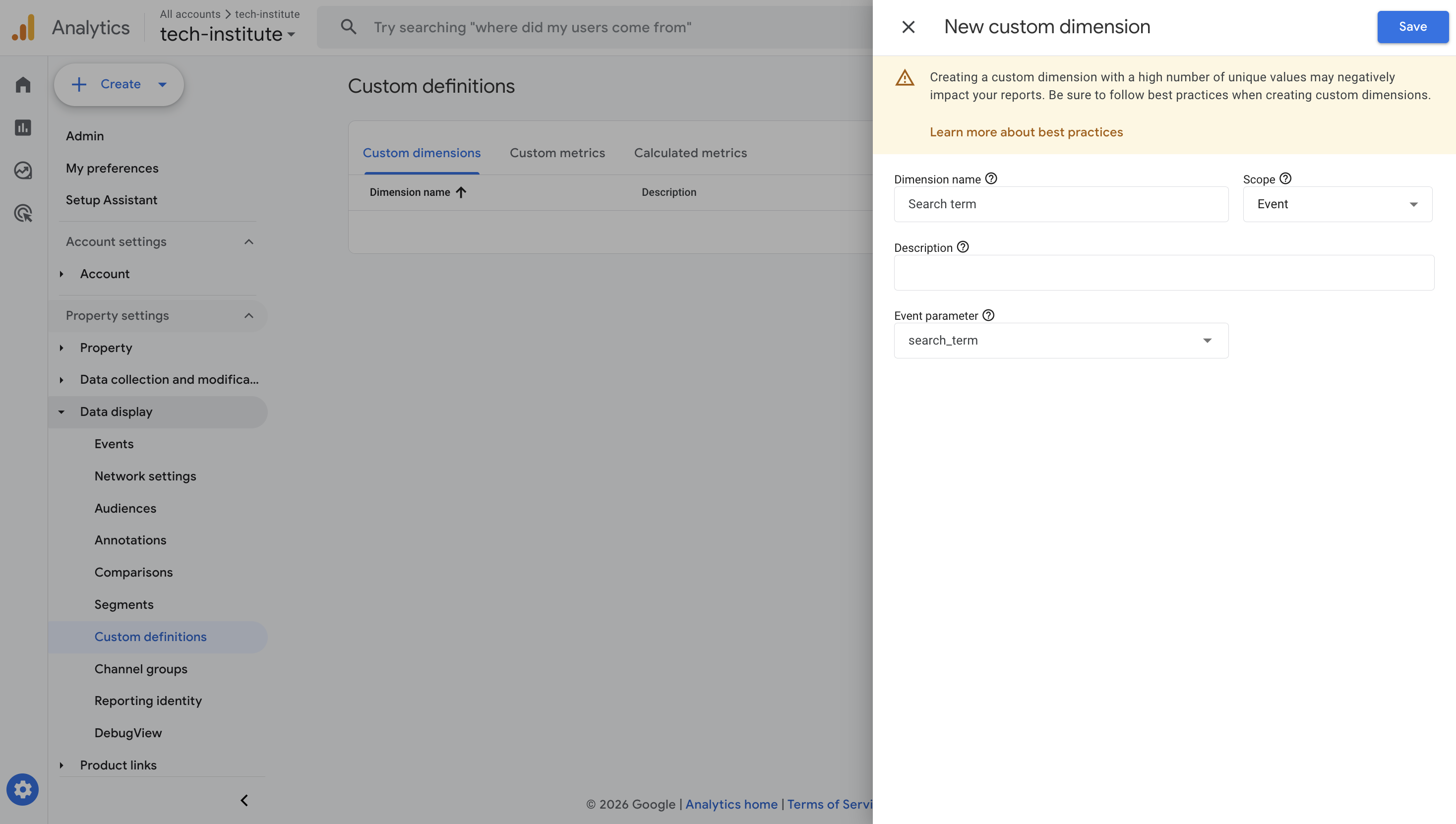 Creating a custom definition