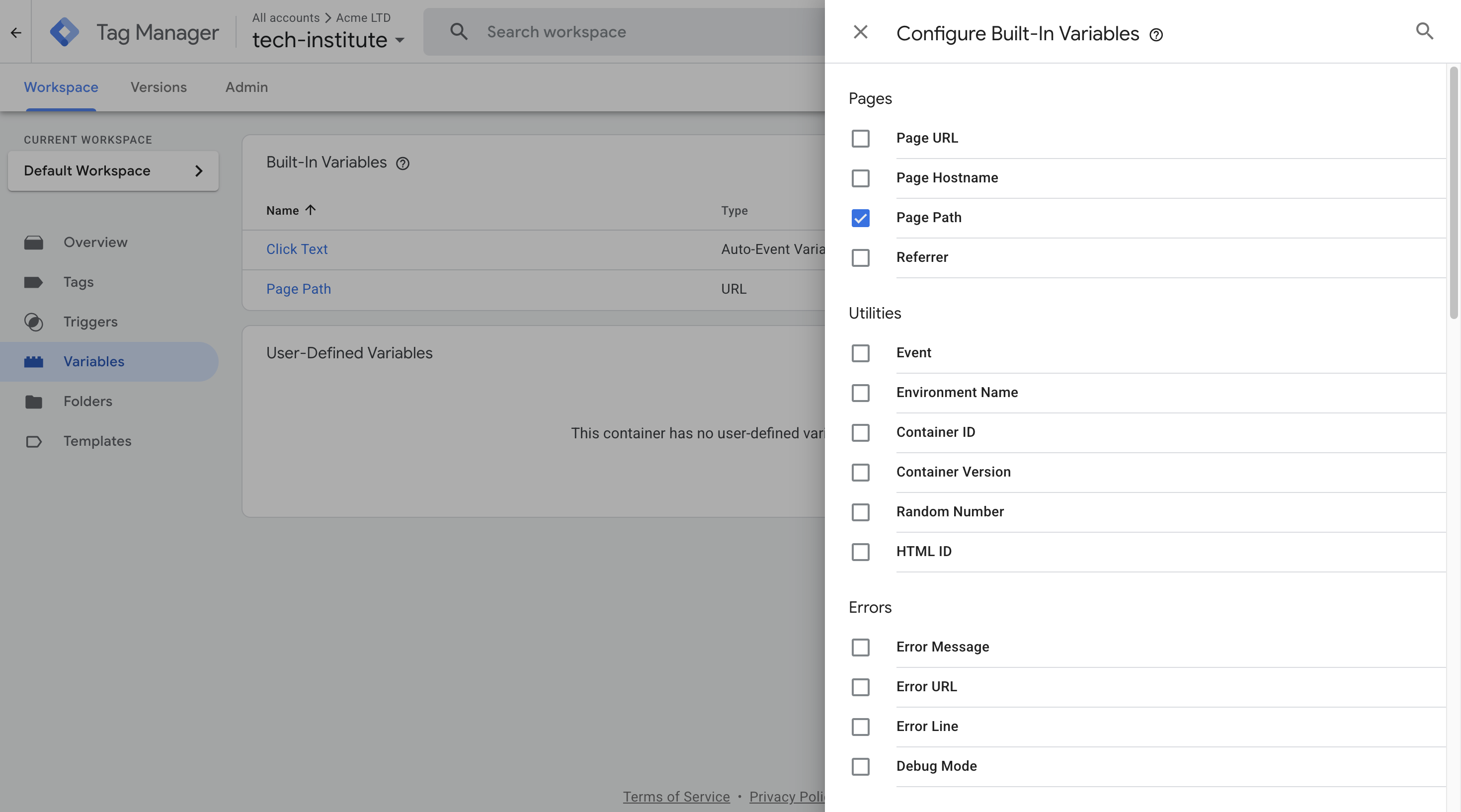 Enabling variables