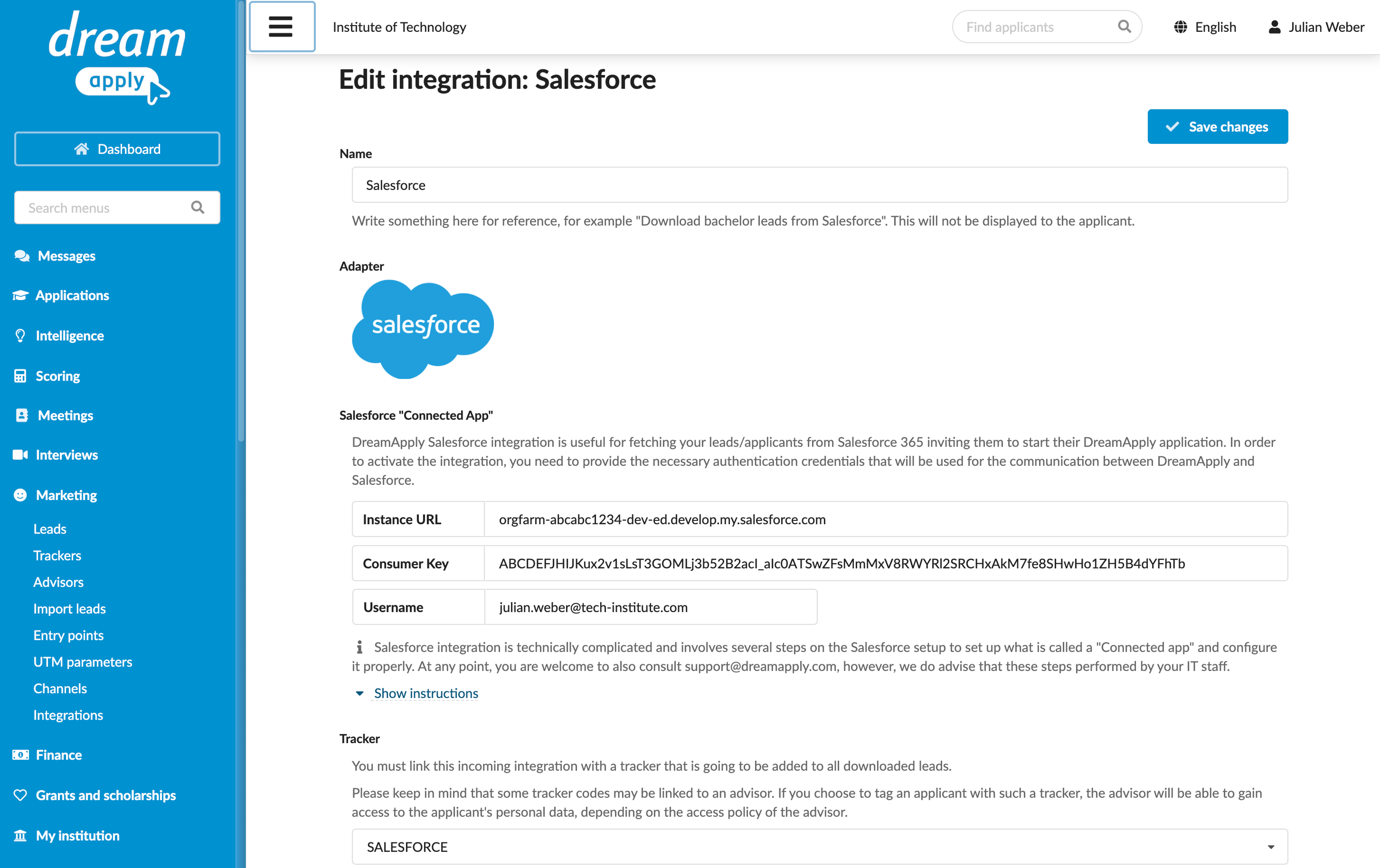 Configuring integration with Salesforce