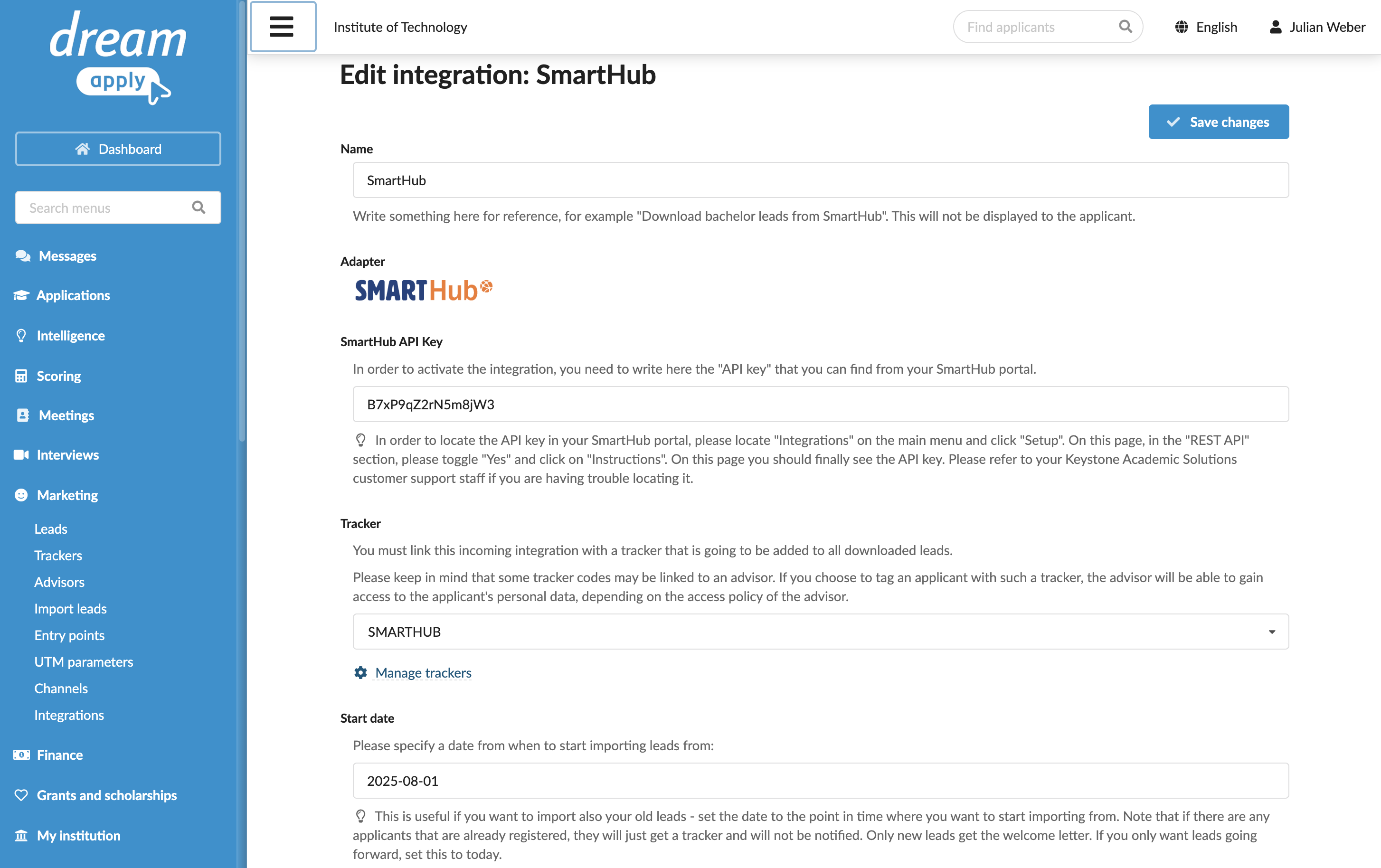Configuring integration with Smarthub