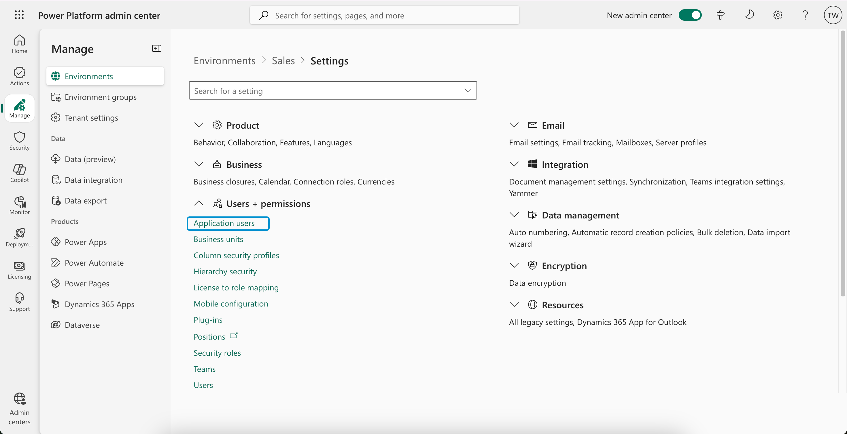 Creating an application user