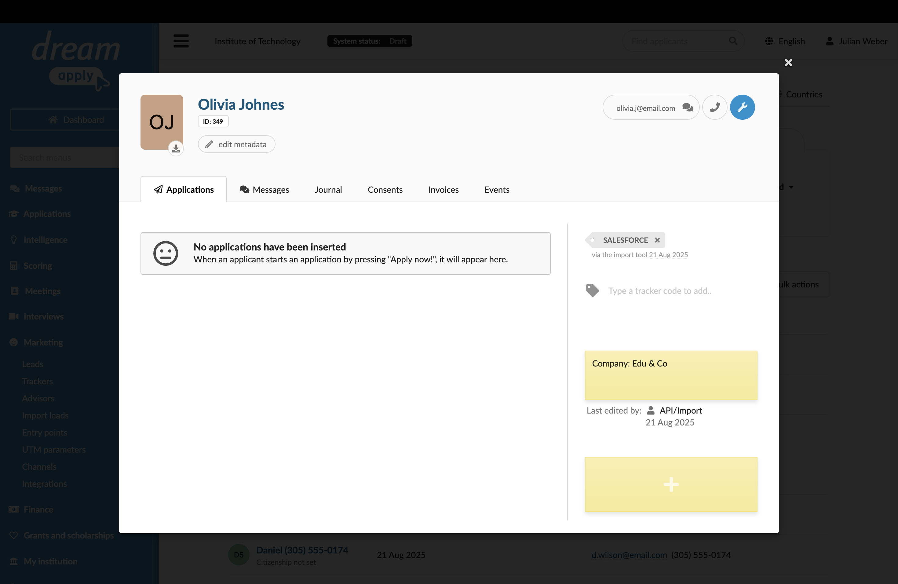 Viewing leads imported from Salesforce