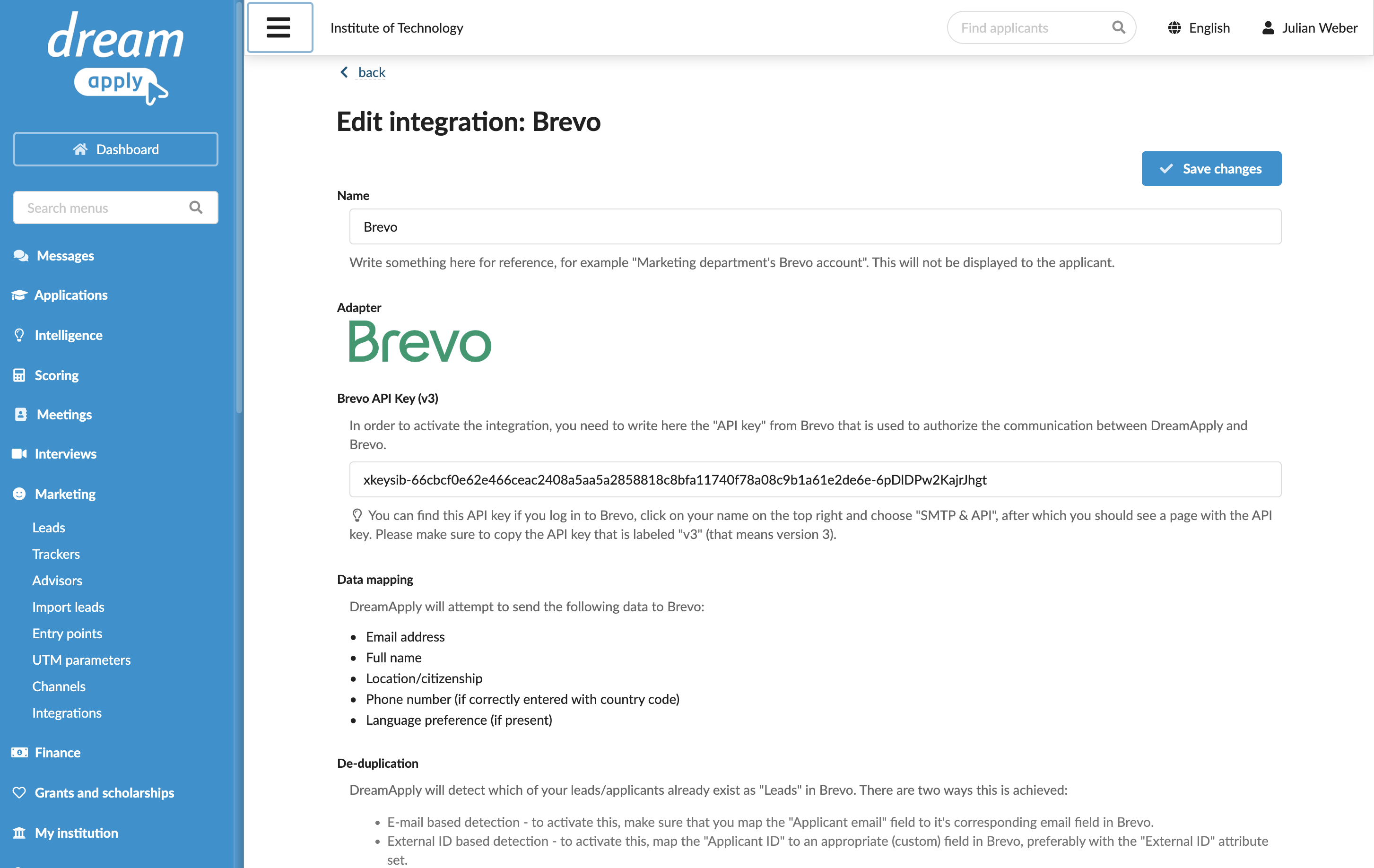 Configuring integration with Brevo>