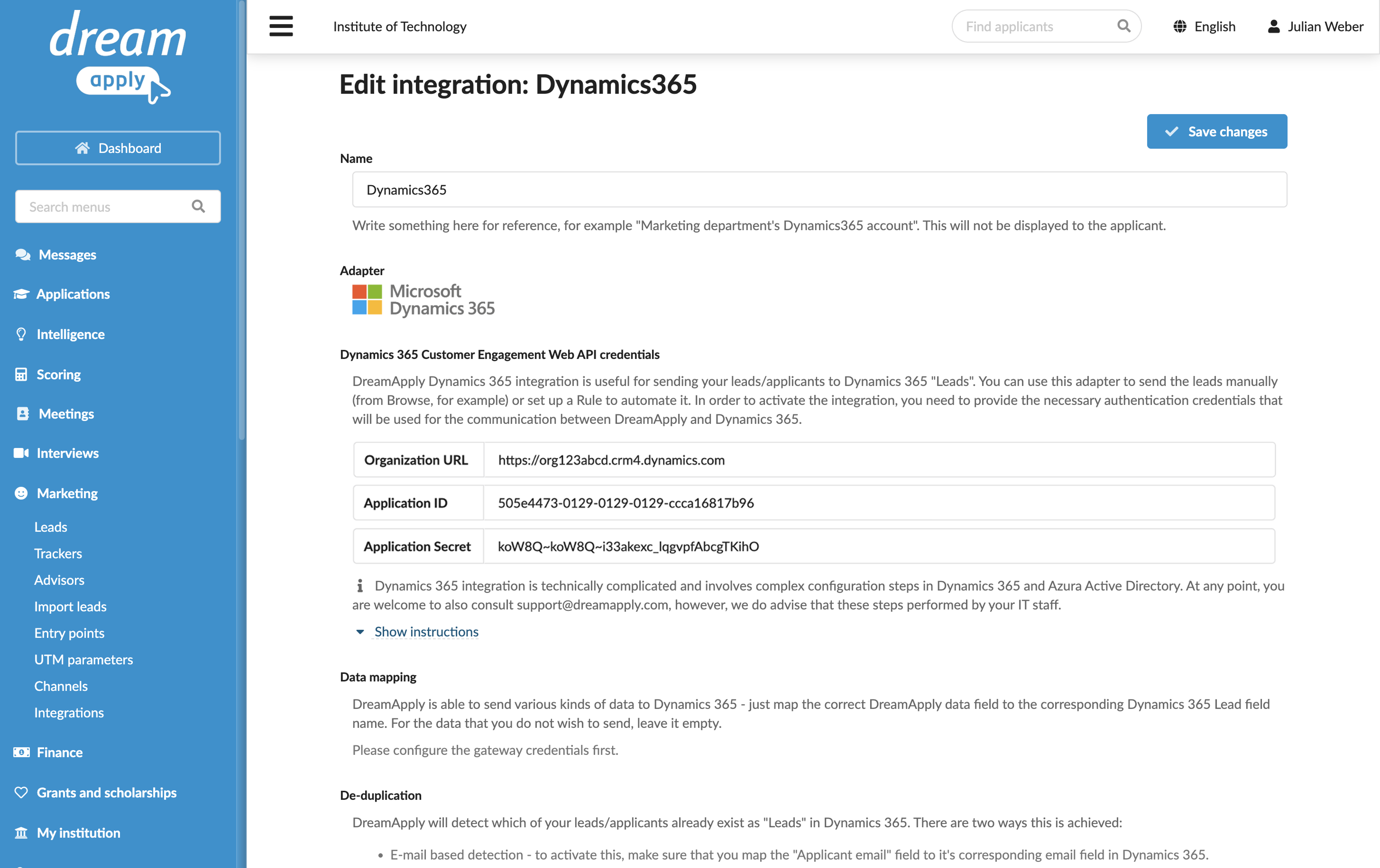 Configuring integration with Microsoft Dynamics 365