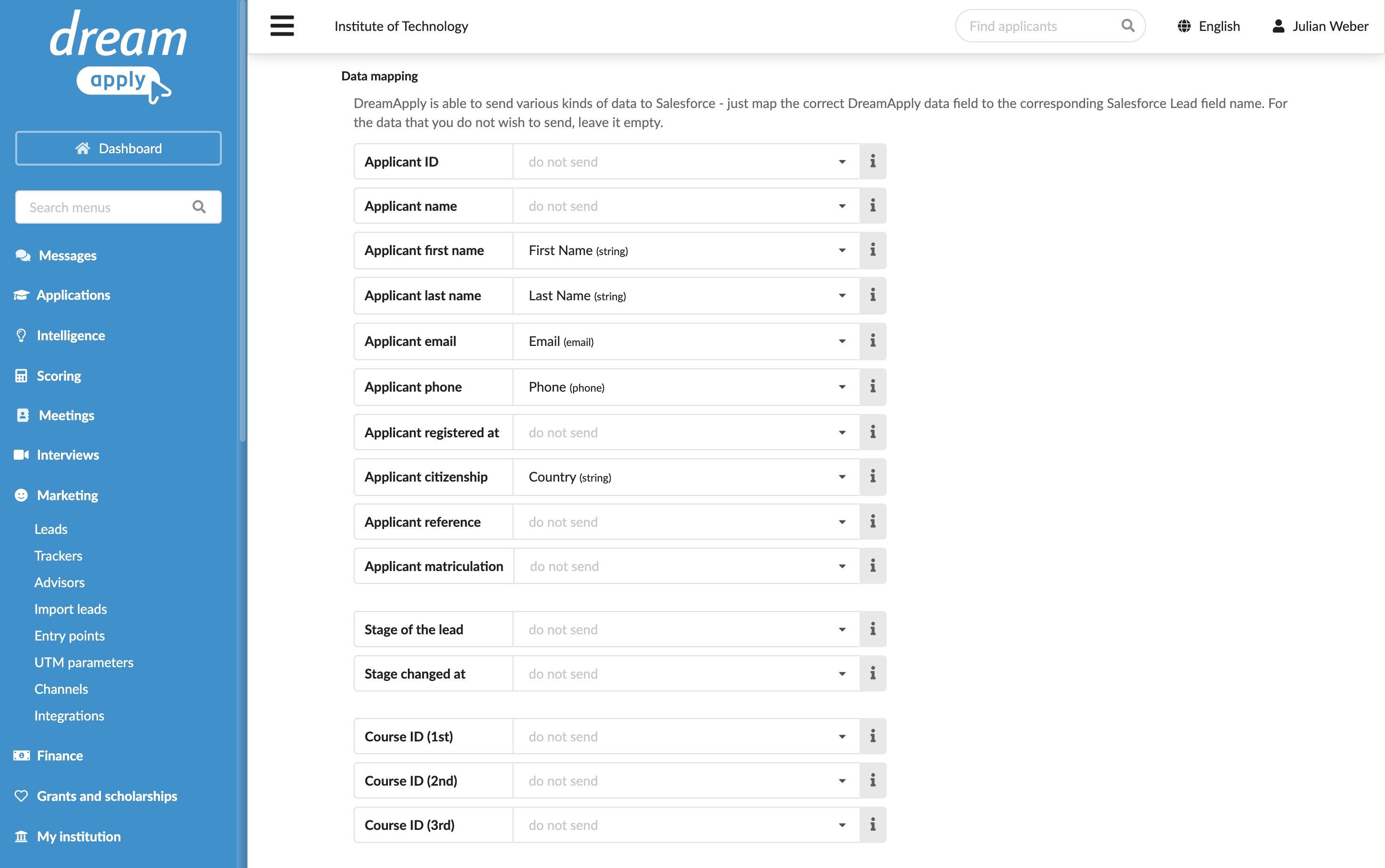 Mapping lead data