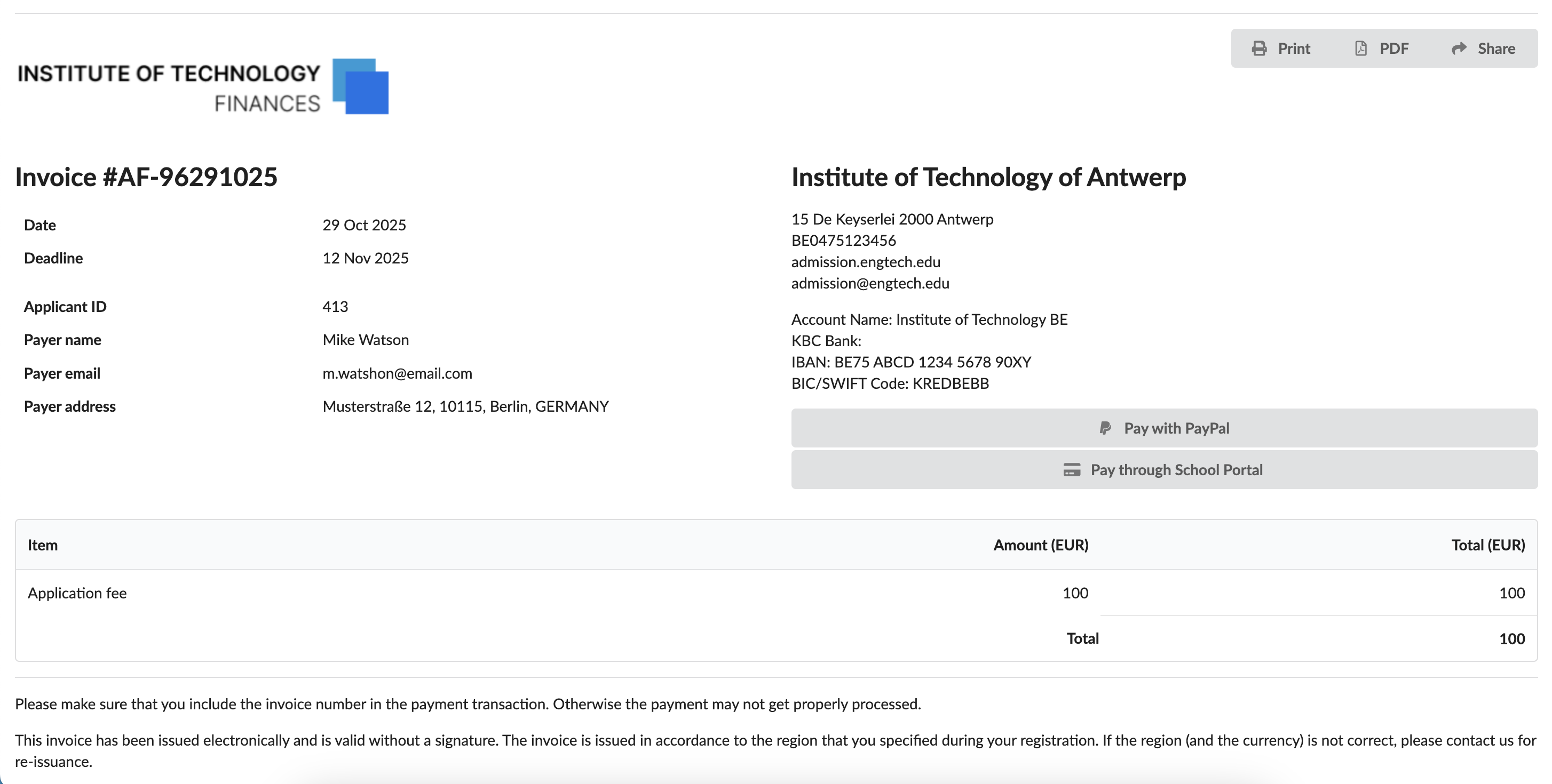 Displaying the payment button