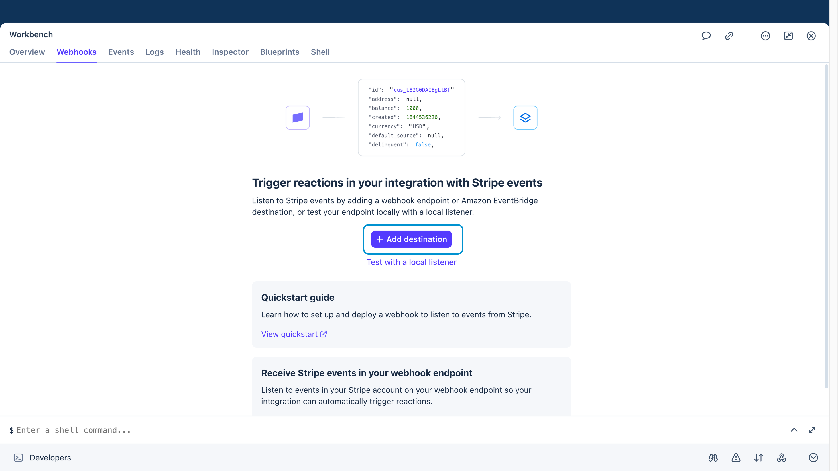 Adding a Stripe destination