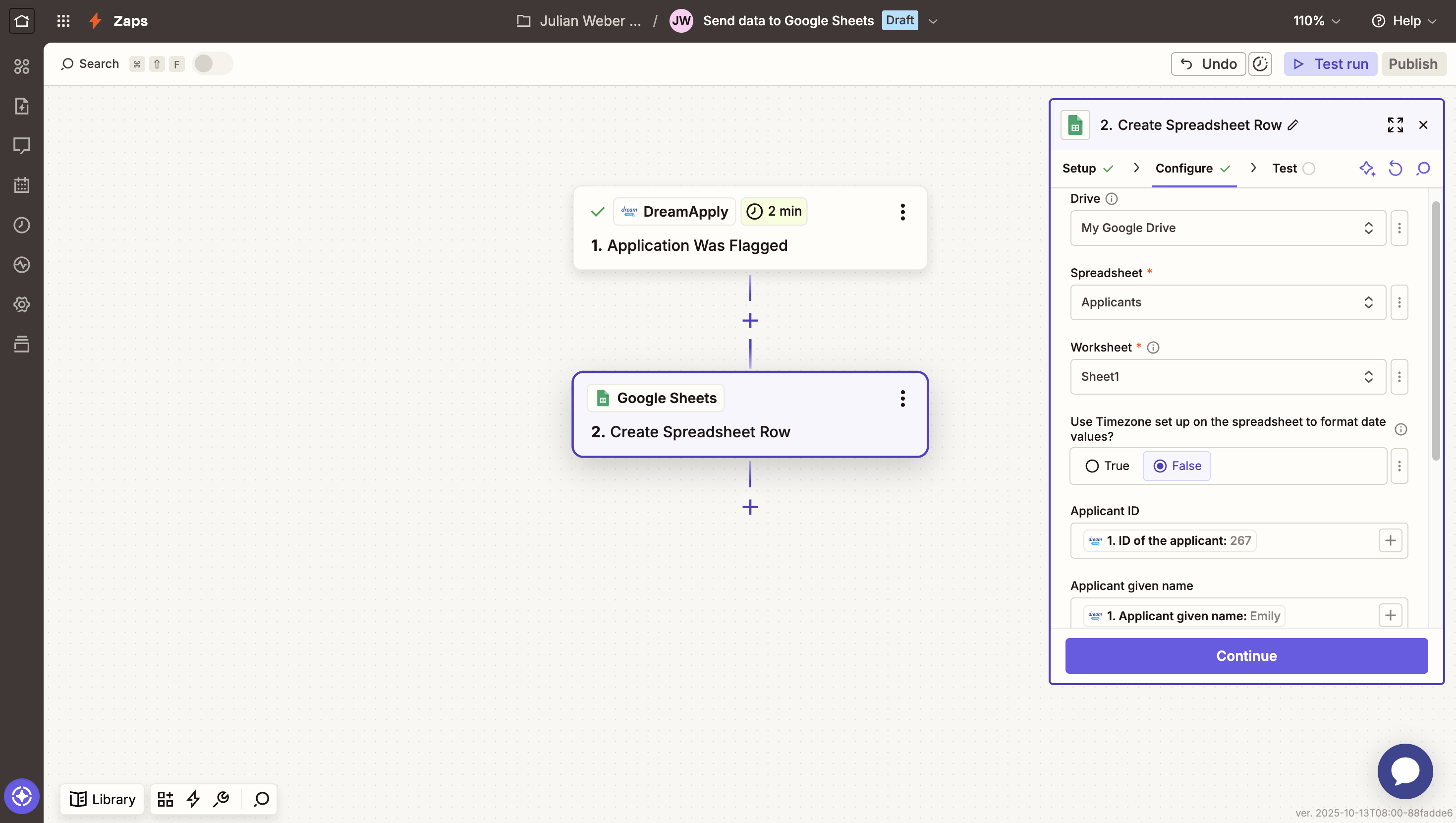 Selecting an action event