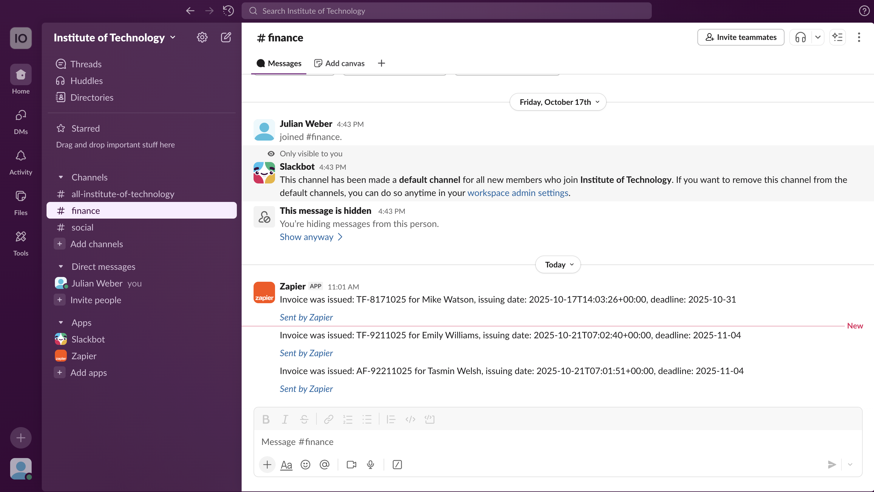 Verifying notifications in Slack