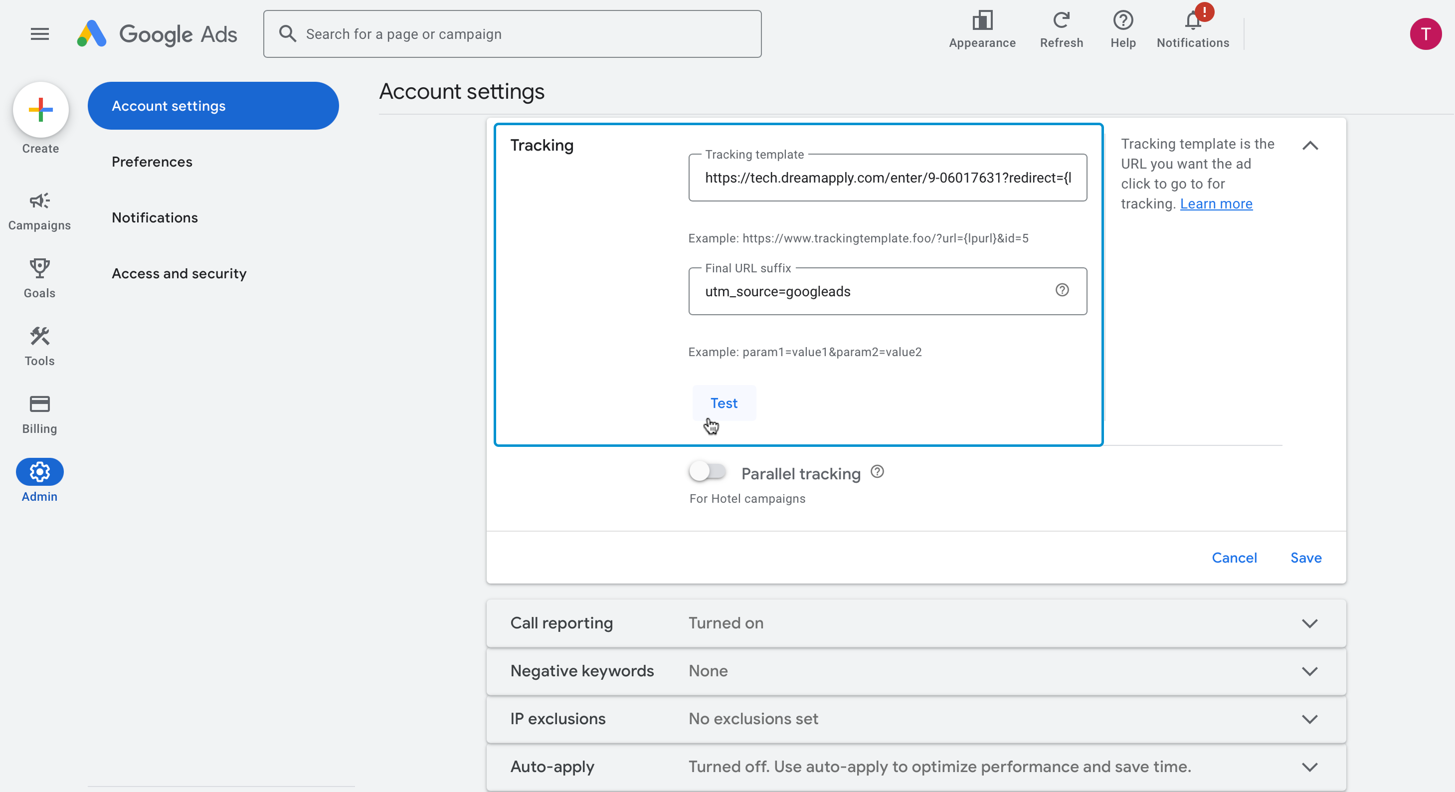 Setting up Google Ads