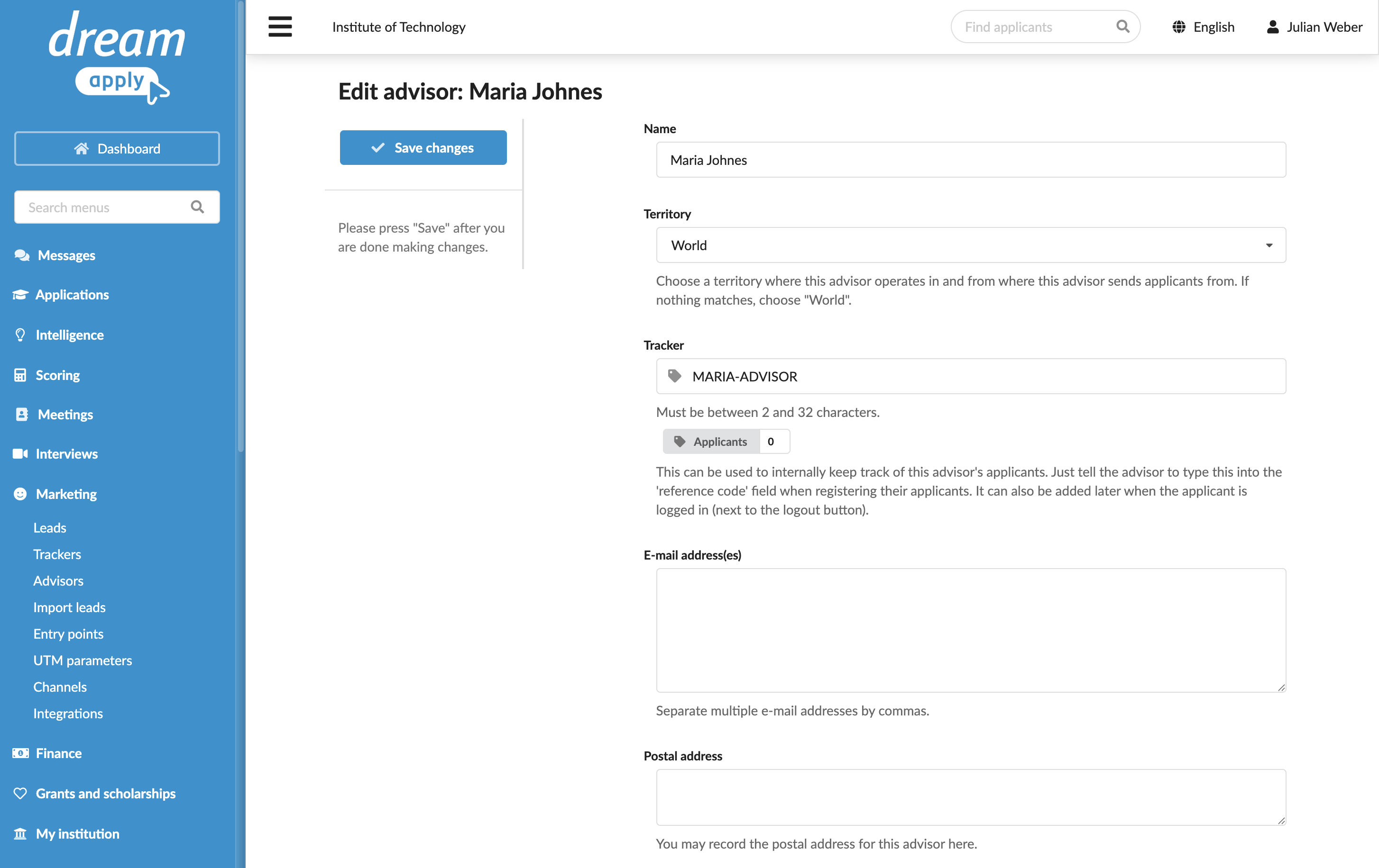 Setting up an Advisor account