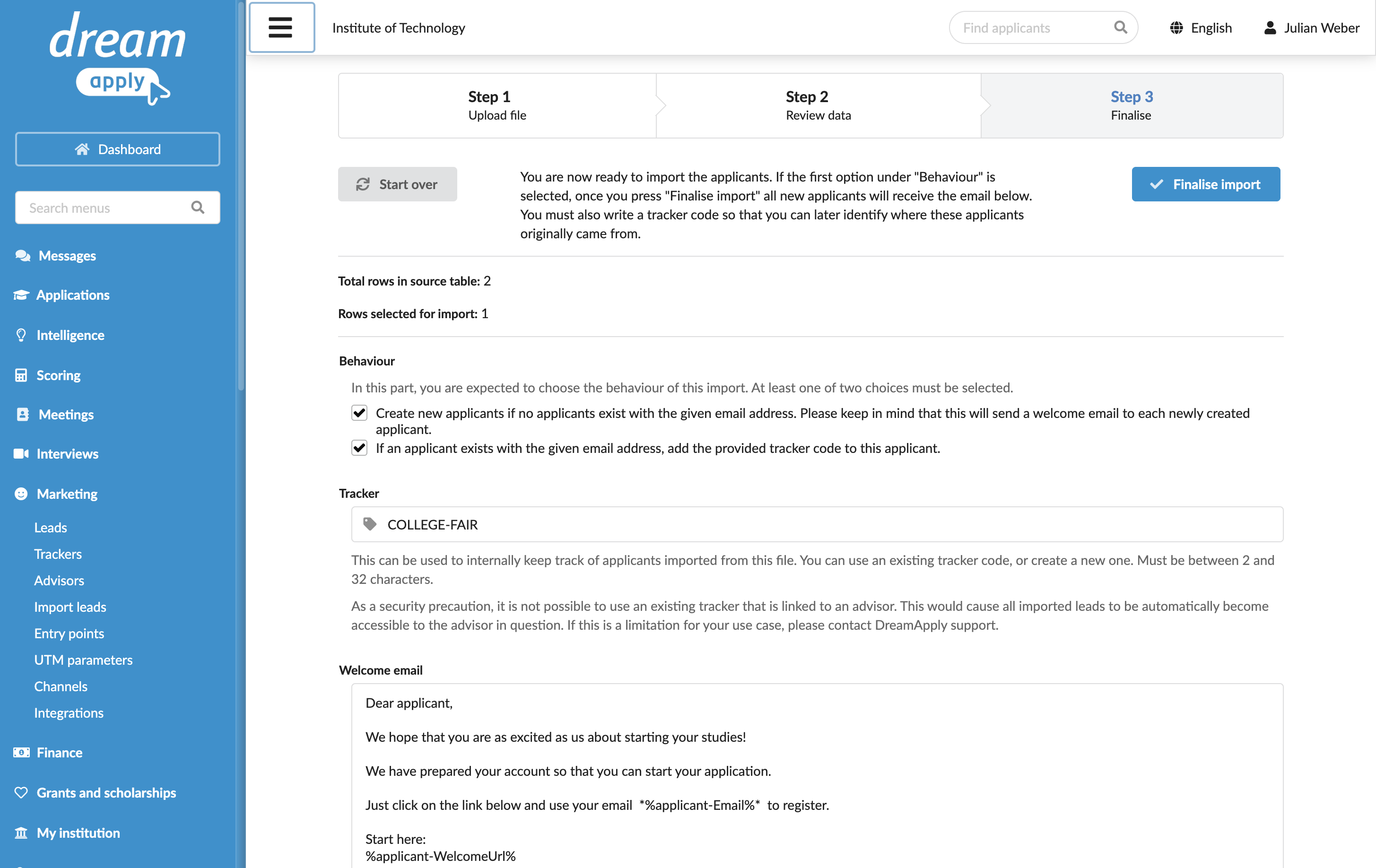 Importing leads from a file