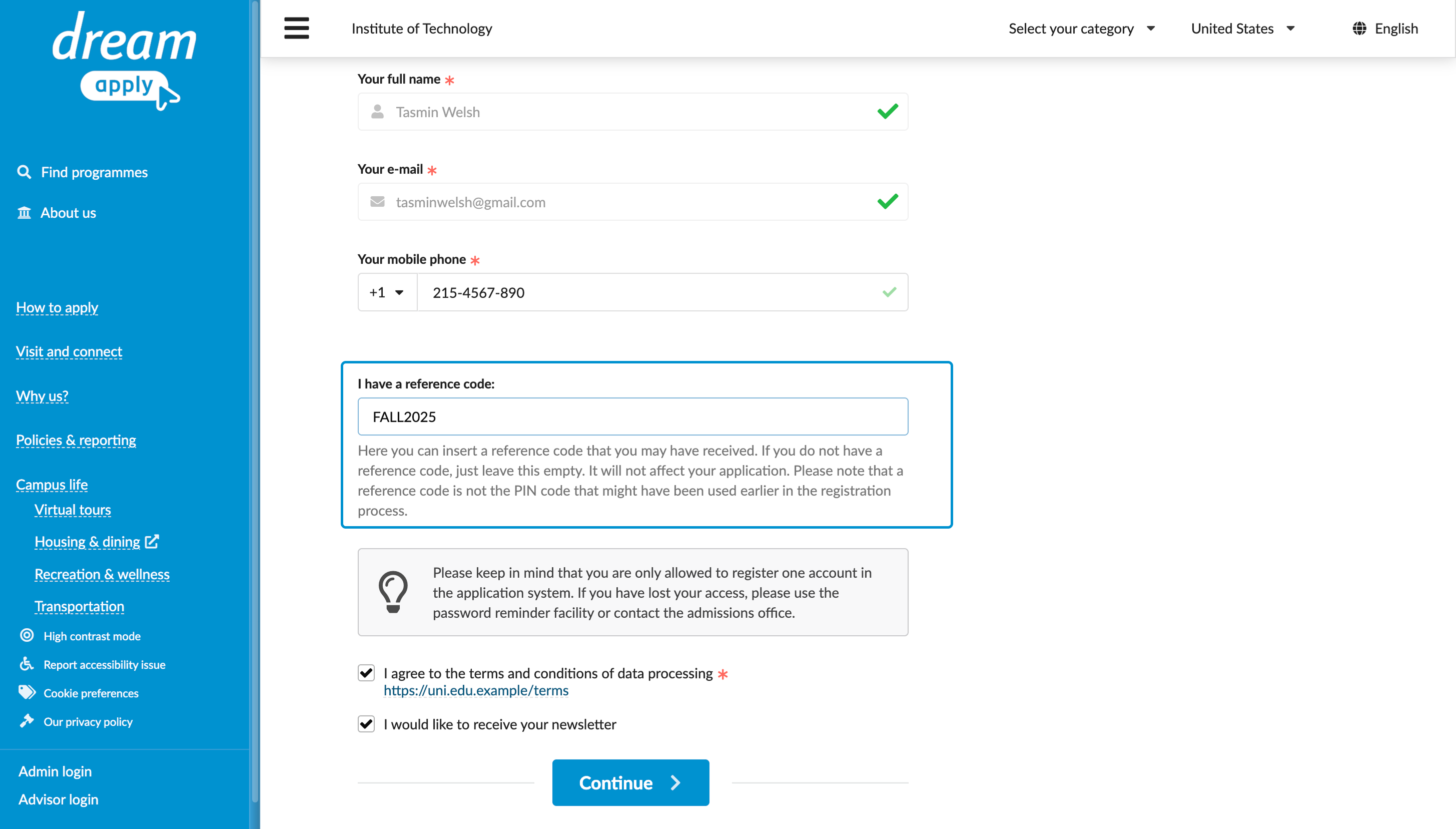 Assigning trackers by applicants