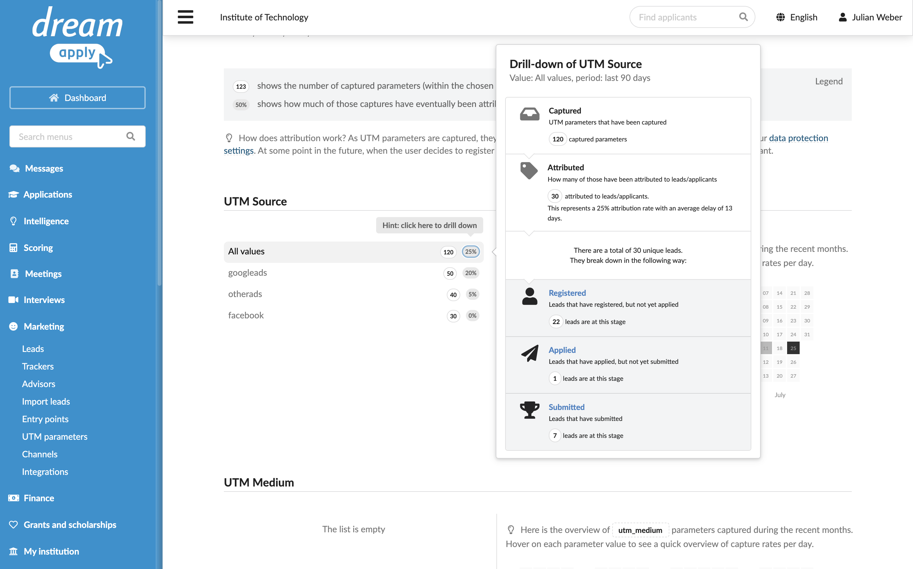 Viewing UTM stats