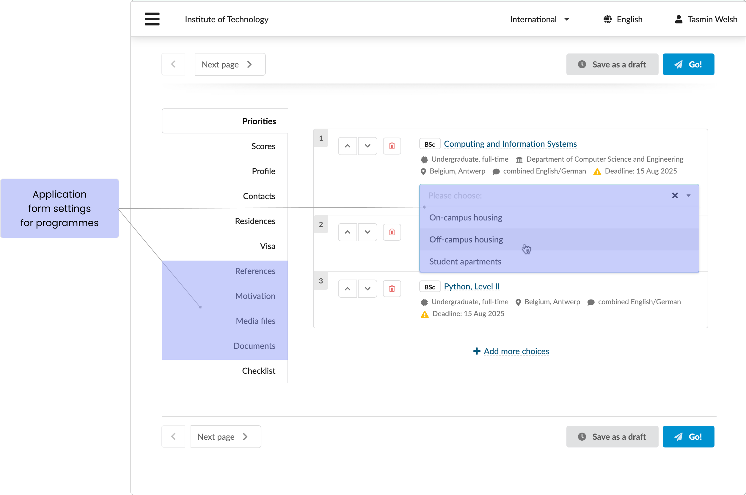 Appform sections