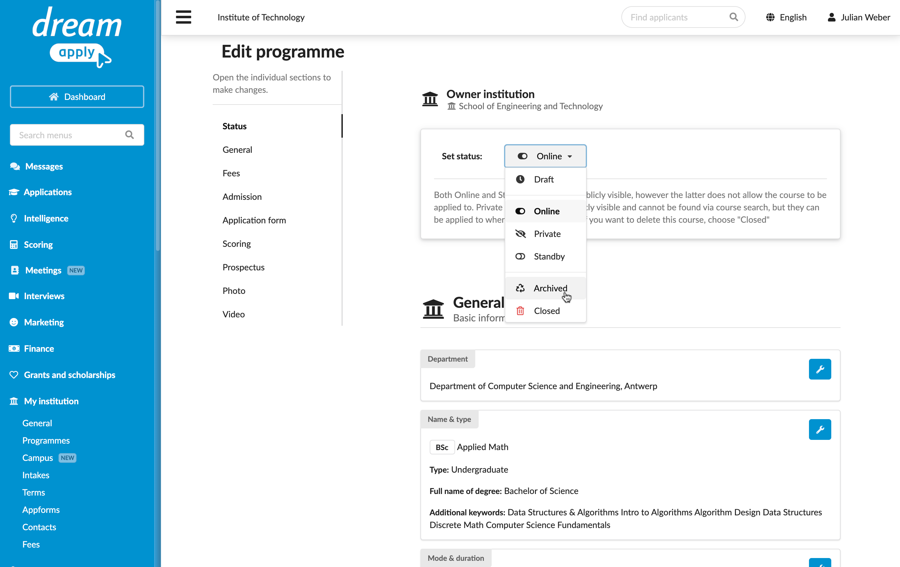 Archving and removing programmes