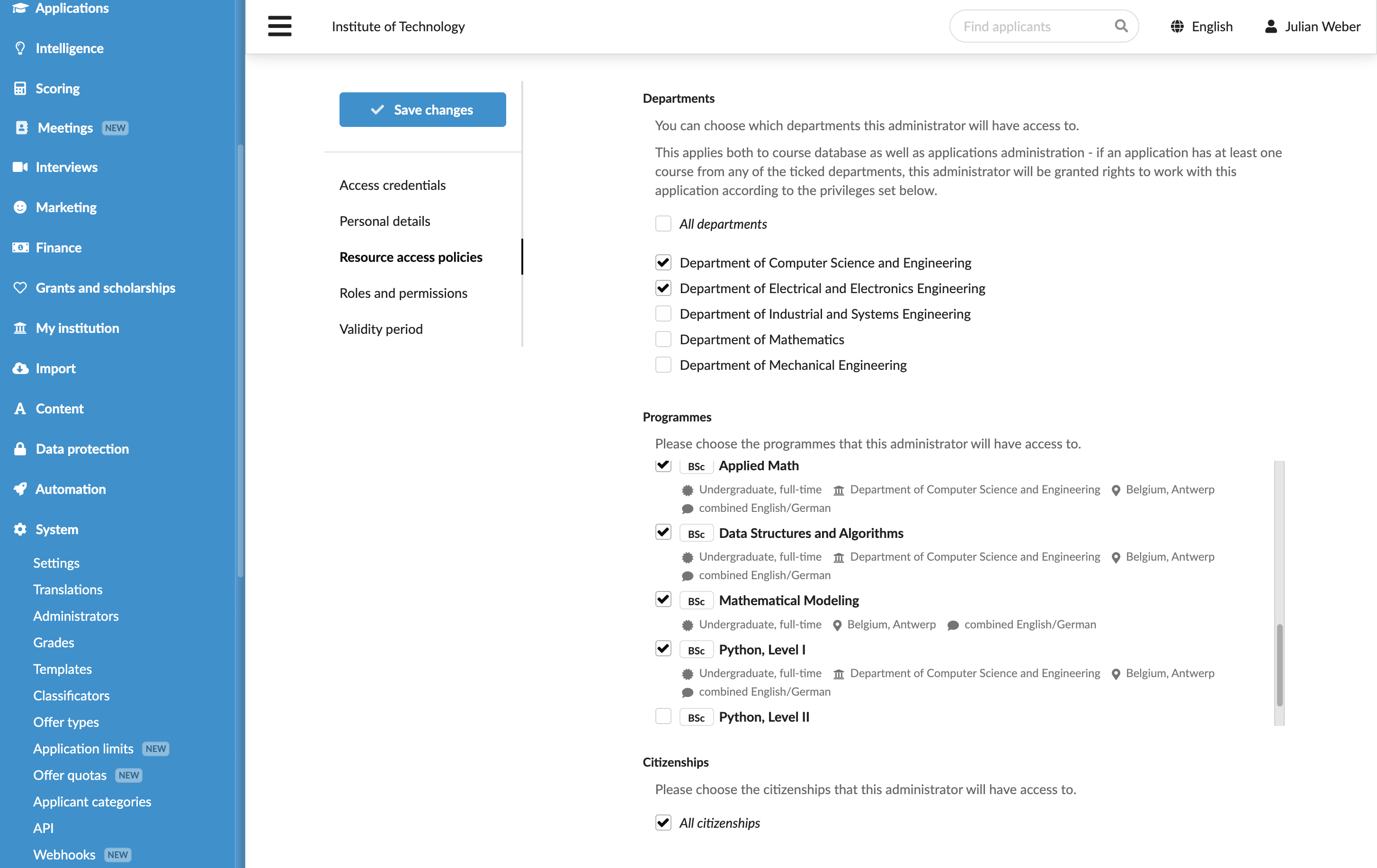 Granting access to offer types